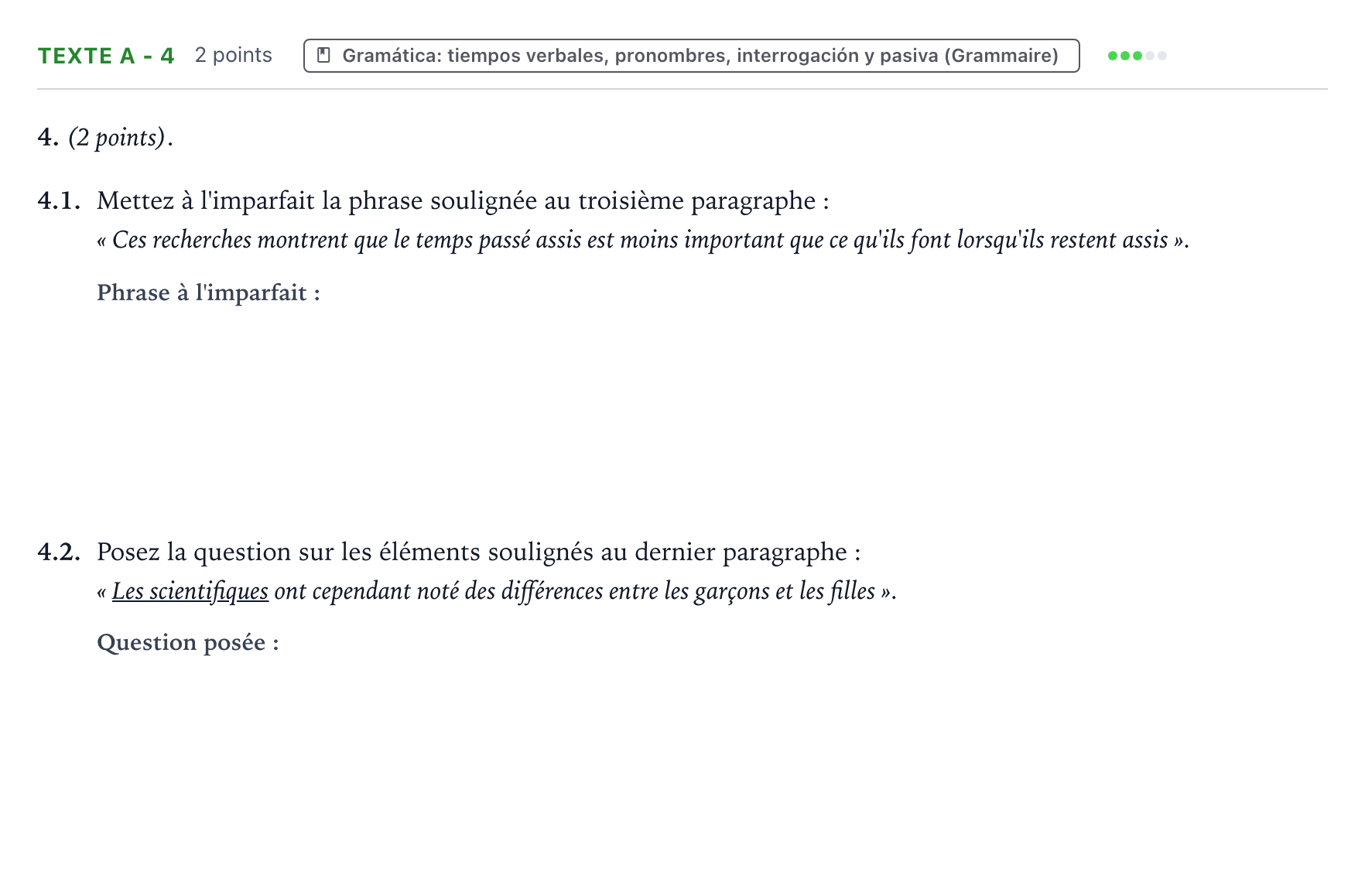 Enunciado: Ejercicio Texte A - 4 · Francés PAU Aragón Ordinaria 2022