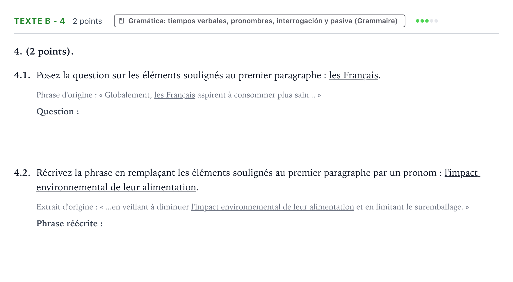 Enunciado: Ejercicio Texte B - 4 · Francés PAU Aragón Ordinaria 2022