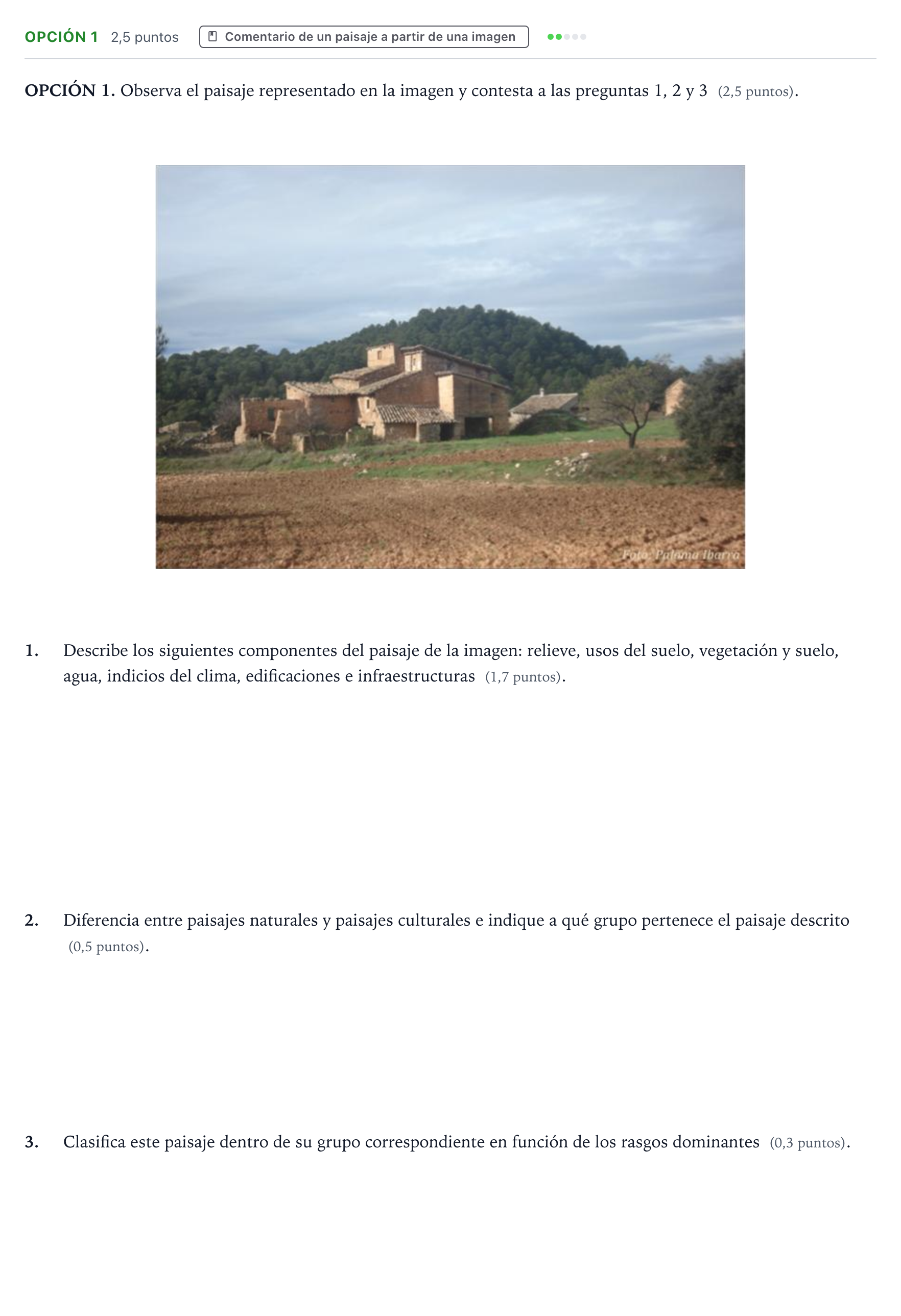 Enunciado: Opción 1 · Geografía PAU Aragón Extraordinaria 2022