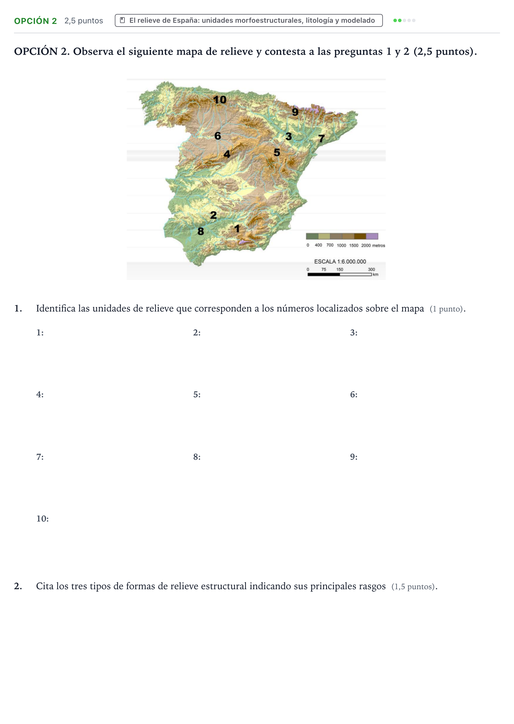 Enunciado: Opción 2 · Geografía PAU Aragón Extraordinaria 2022