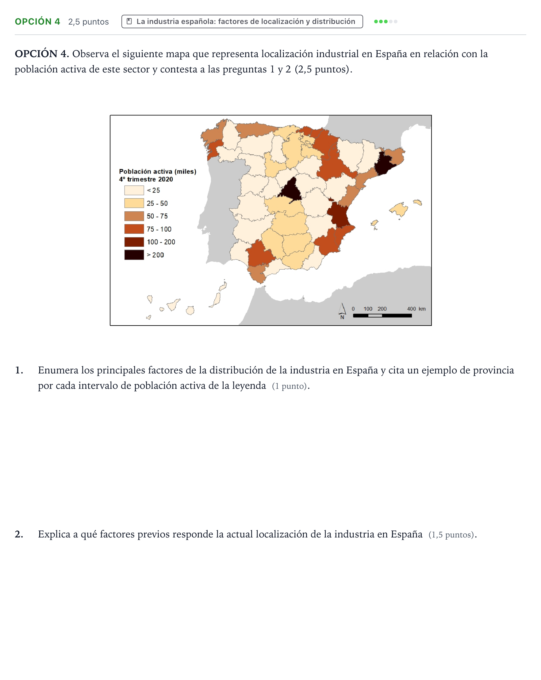 Enunciado: Opción 4 · Geografía PAU Aragón Extraordinaria 2022