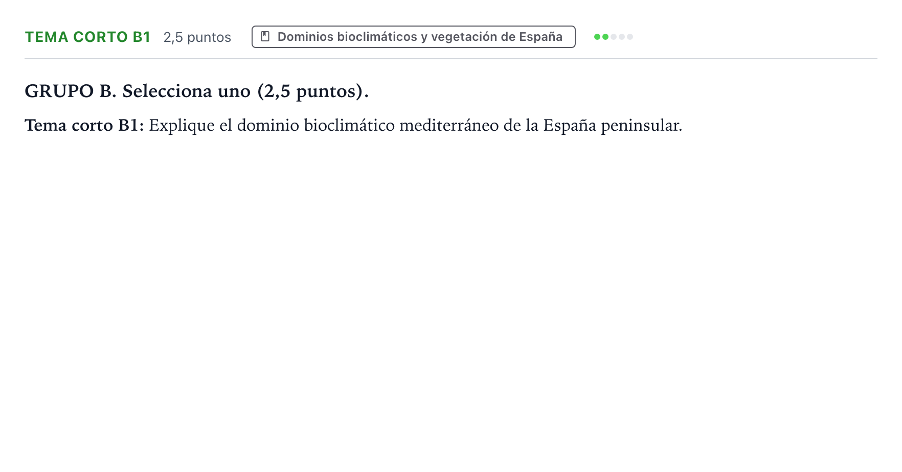 Enunciado: Ejercicio Tema corto B1 · Geografía PAU Aragón Extraordinaria 2022