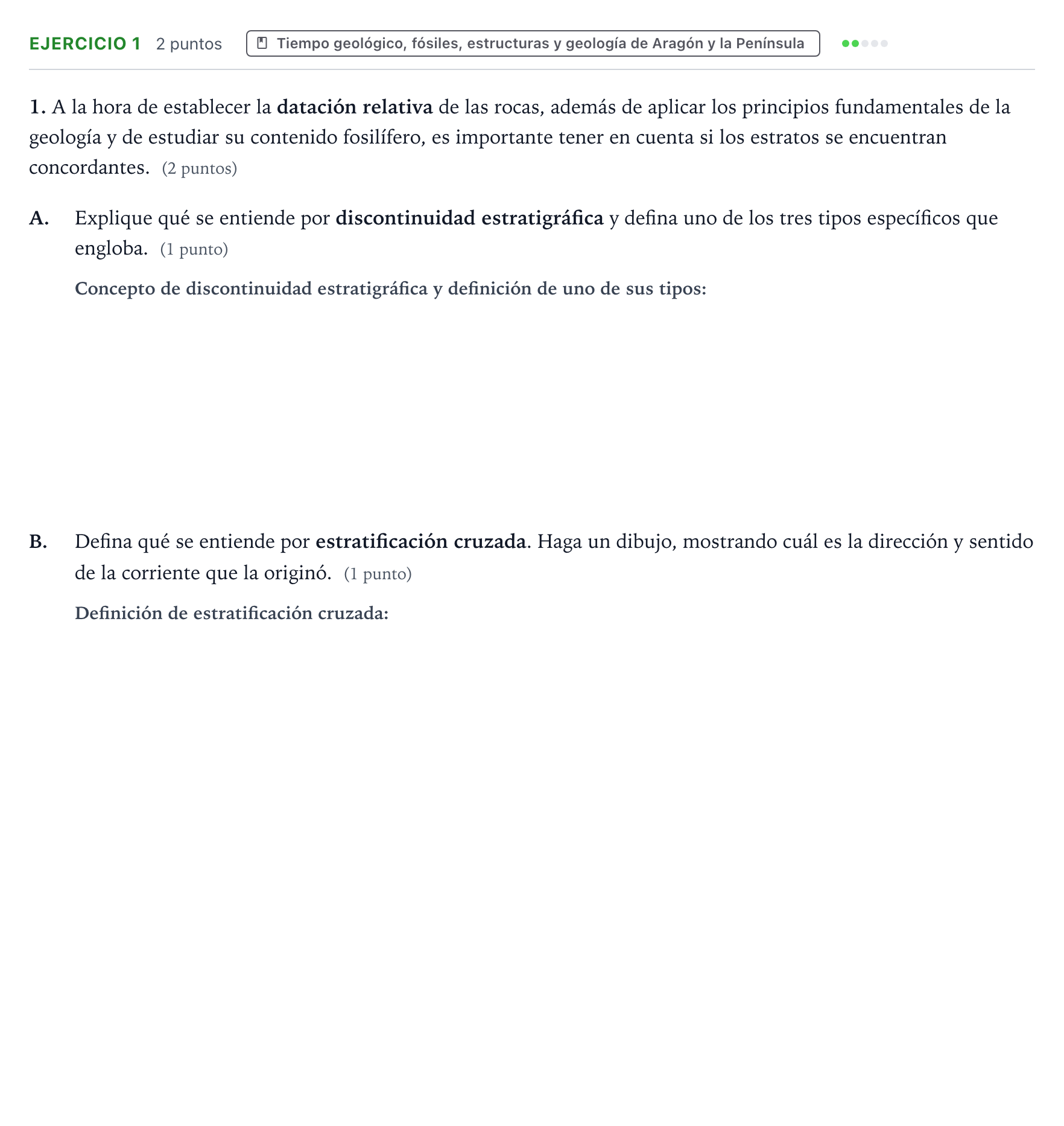 Enunciado: Problema 1 · Geología y Ciencias Ambientales PAU Aragón Extraordinaria 2022