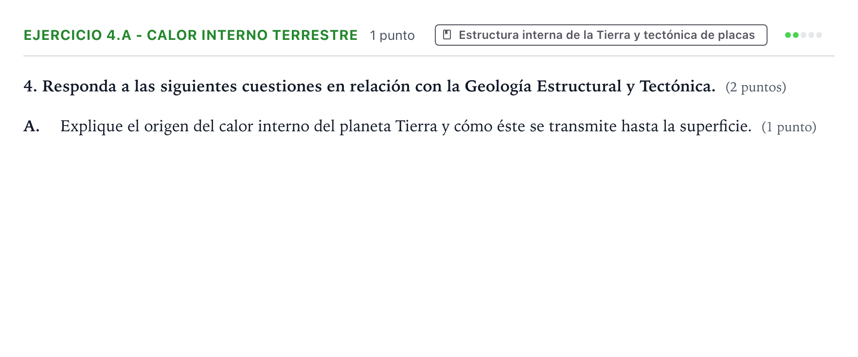Enunciado: Ejercicio 4.A - Calor interno terrestre · Geología y Ciencias Ambientales PAU Aragón Extraordinaria 2022