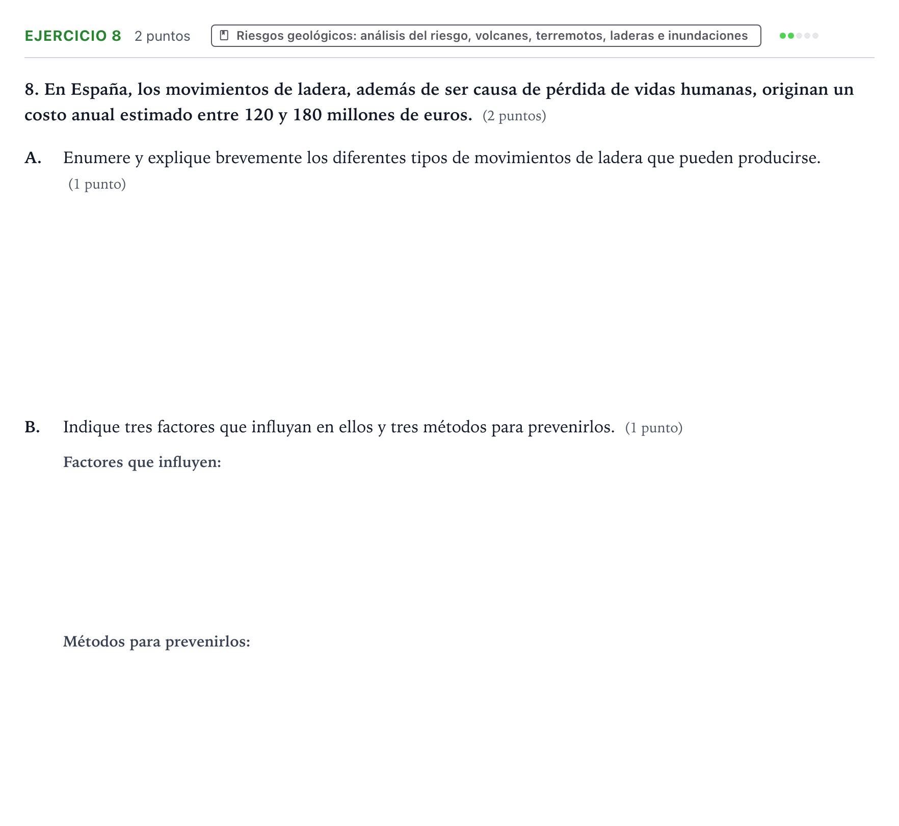 Enunciado: Problema 8 · Geología y Ciencias Ambientales PAU Aragón Extraordinaria 2022