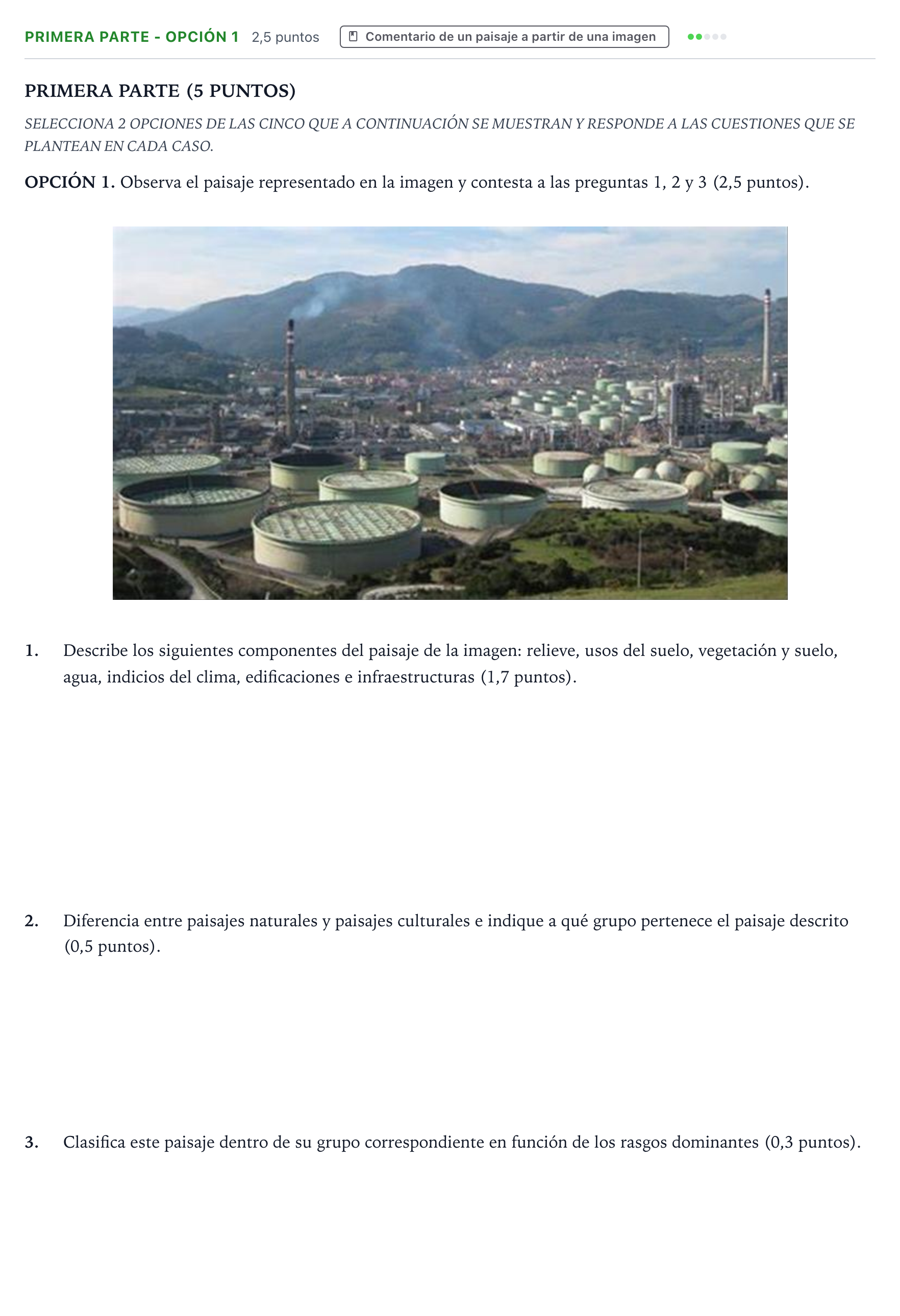 Enunciado: Ejercicio Primera Parte - Opción 1 · Geografía PAU Aragón Ordinaria 2022