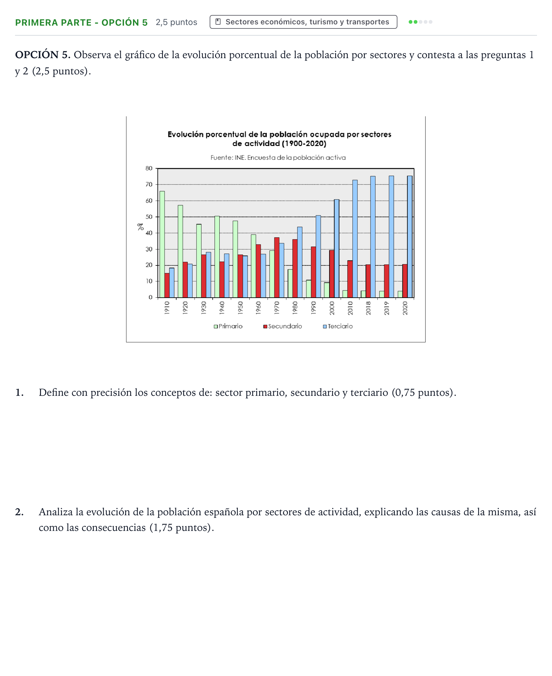 Enunciado: Ejercicio Primera Parte - Opción 5 · Geografía PAU Aragón Ordinaria 2022