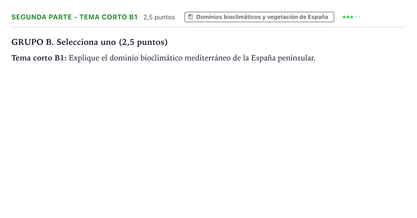 Enunciado: Ejercicio Segunda Parte - Tema corto B1 · Geografía PAU Aragón Ordinaria 2022