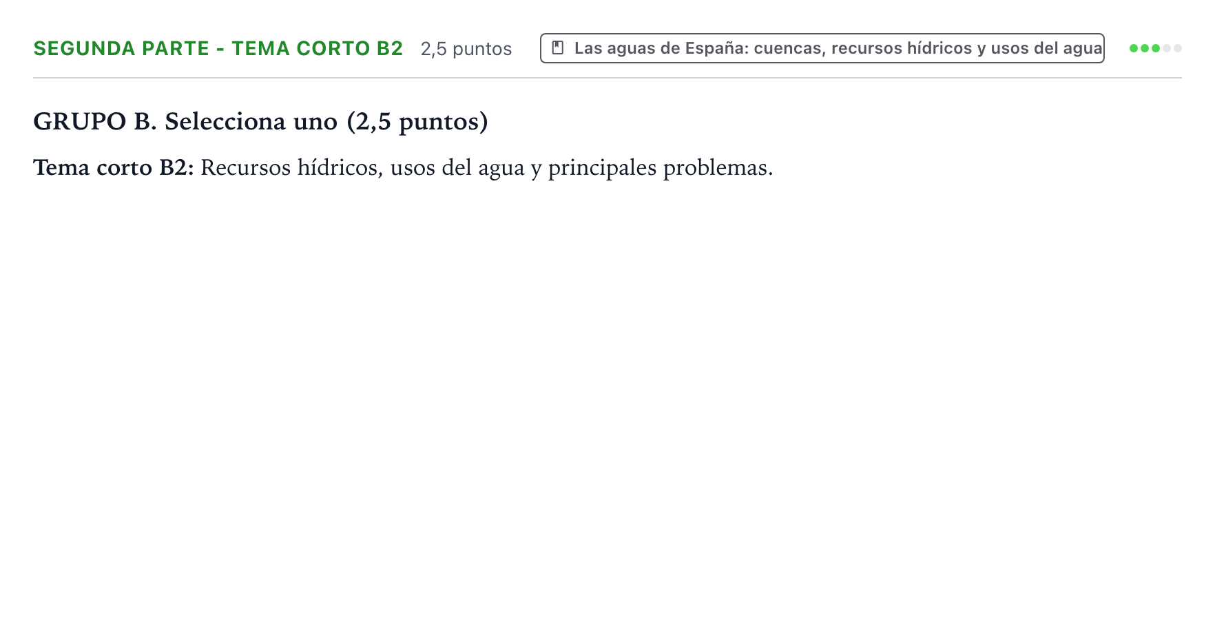 Enunciado: Ejercicio Segunda Parte - Tema corto B2 · Geografía PAU Aragón Ordinaria 2022