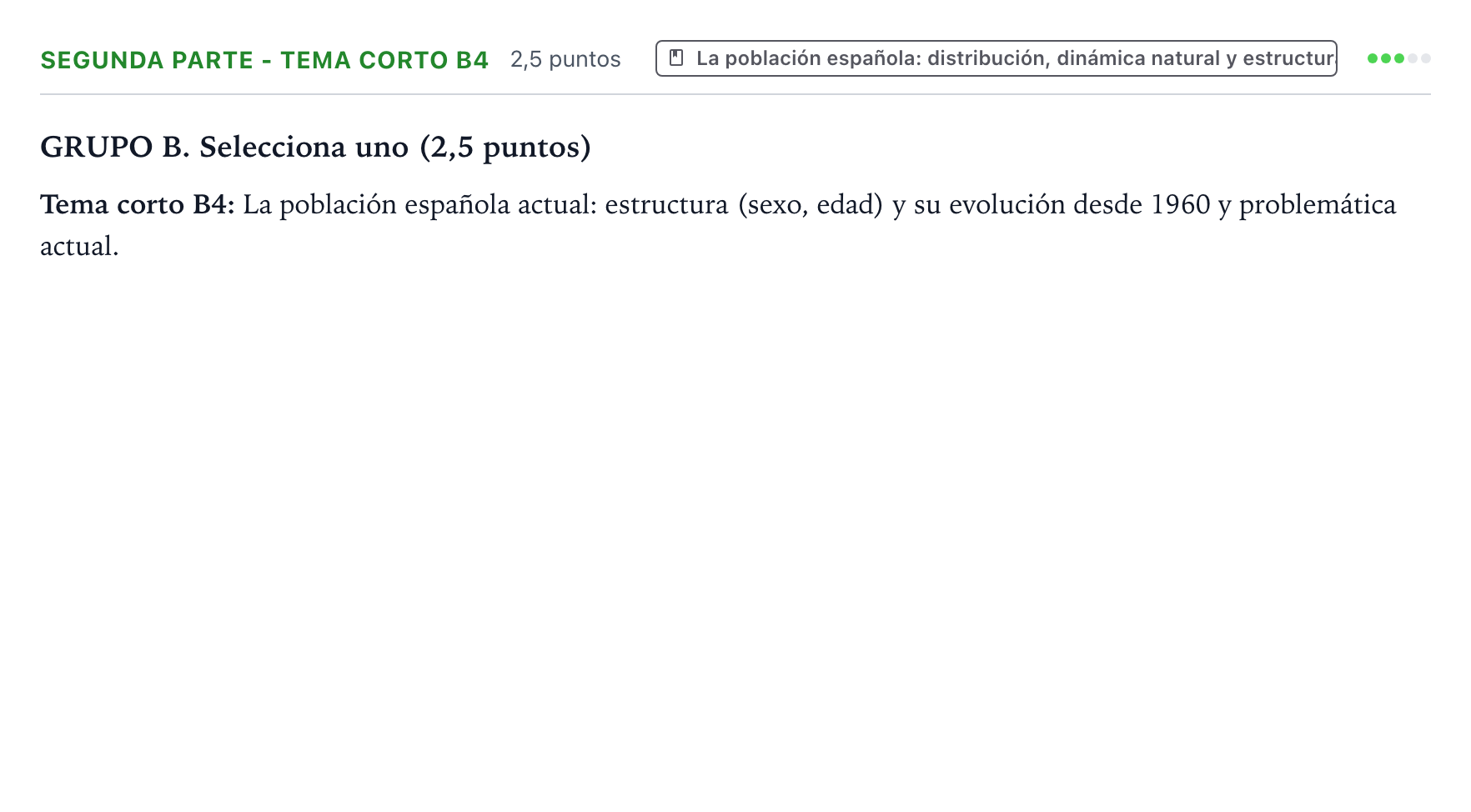 Enunciado: Ejercicio Segunda Parte - Tema corto B4 · Geografía PAU Aragón Ordinaria 2022