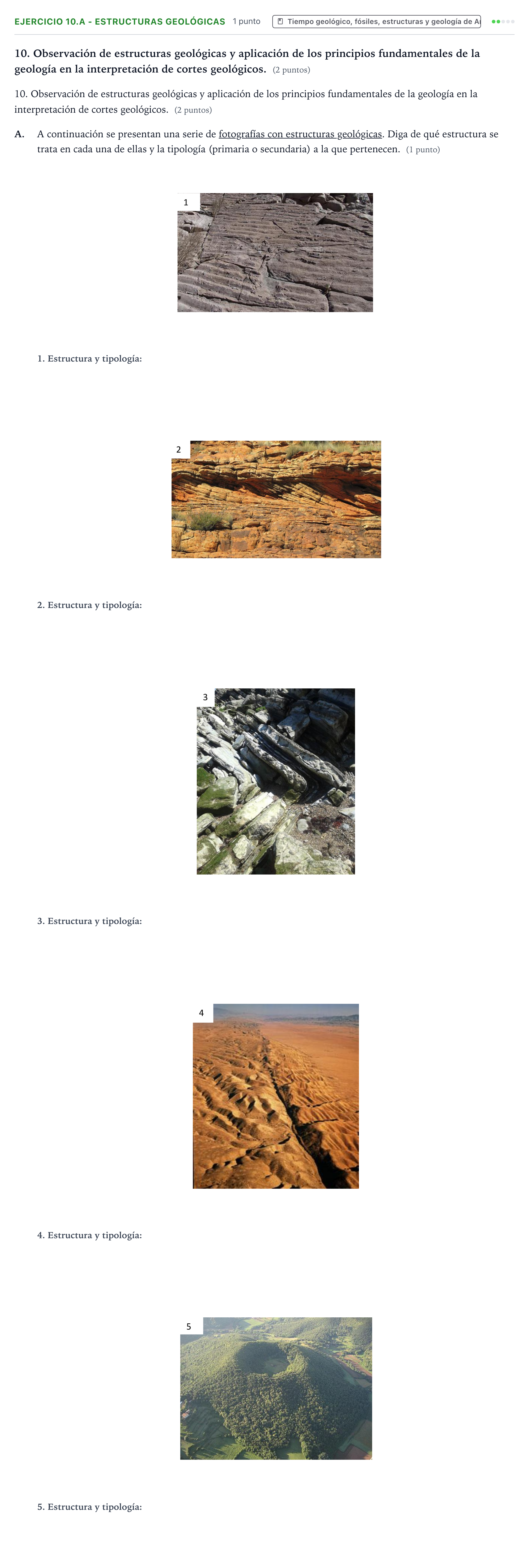 Enunciado: Ejercicio 10.A - Estructuras geológicas · Geología y Ciencias Ambientales PAU Aragón Ordinaria 2022