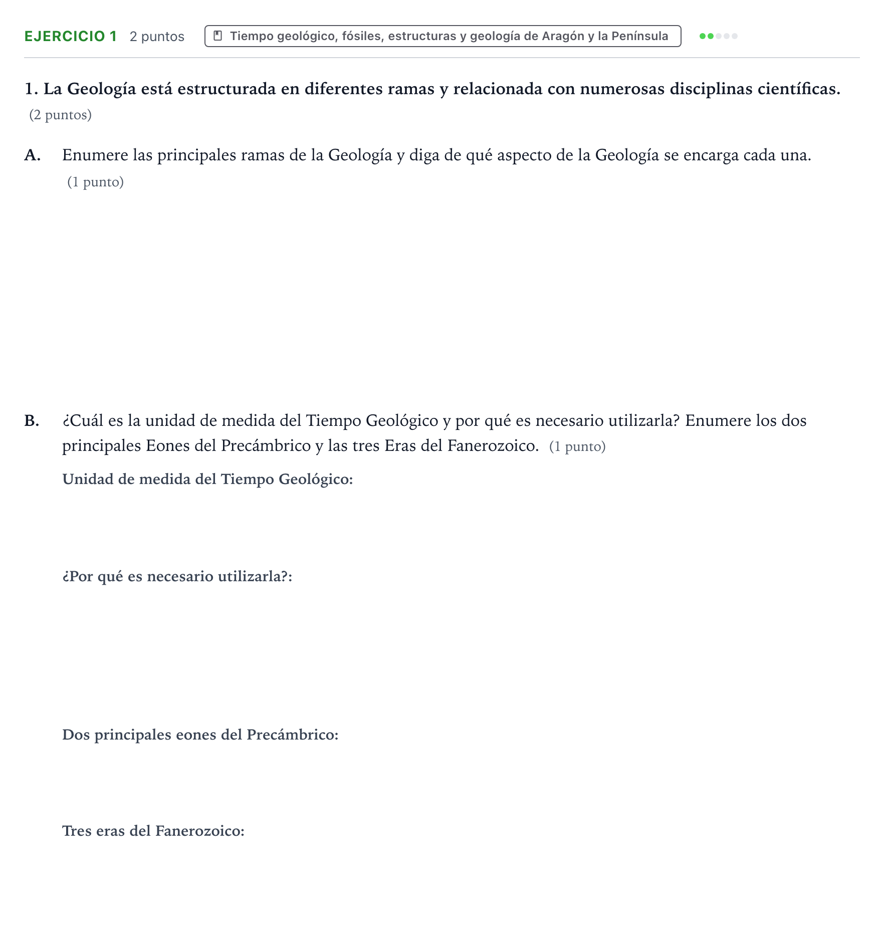 Enunciado: Problema 1 · Geología y Ciencias Ambientales PAU Aragón Ordinaria 2022