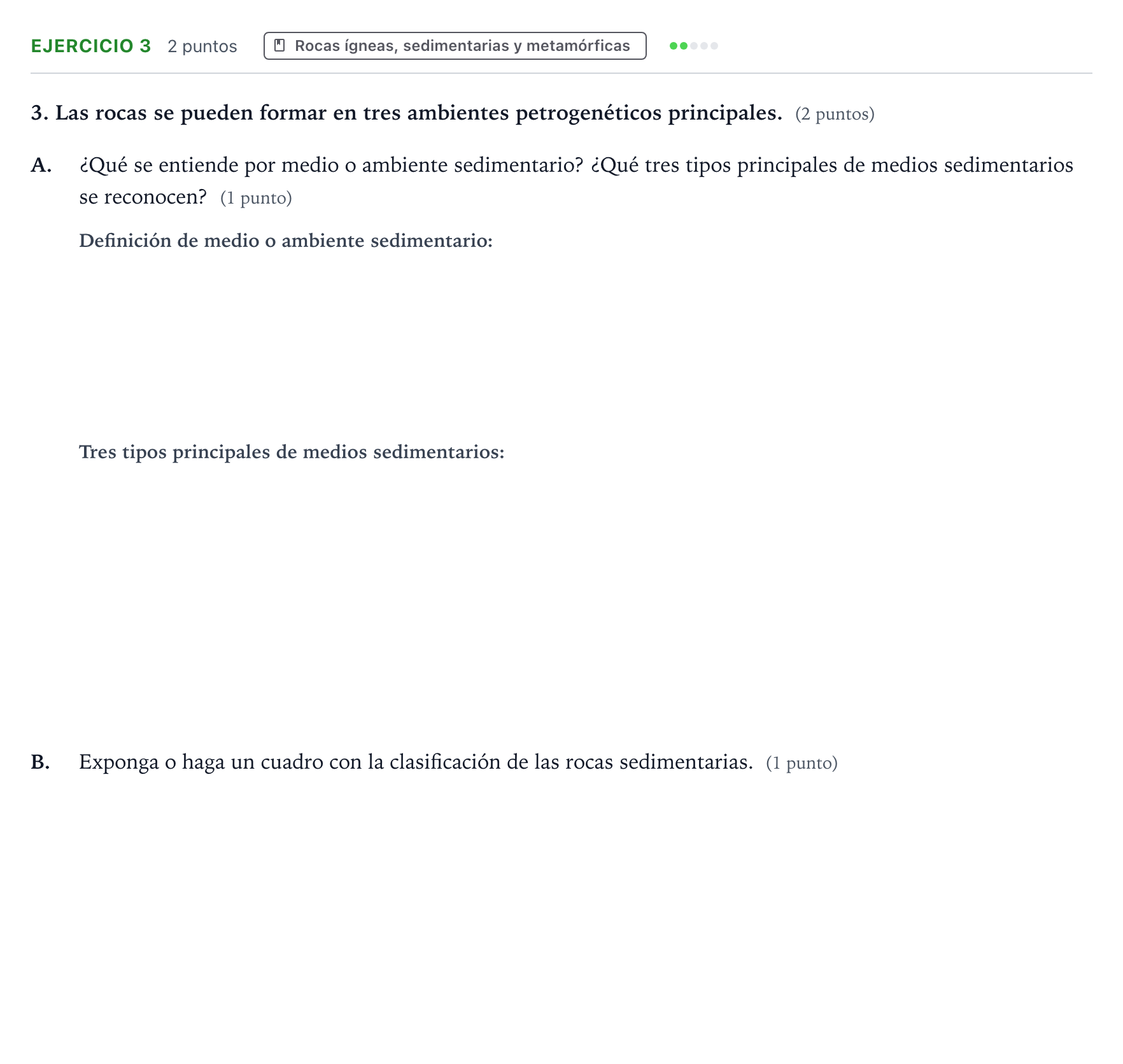 Enunciado: Problema 3 · Geología y Ciencias Ambientales PAU Aragón Ordinaria 2022