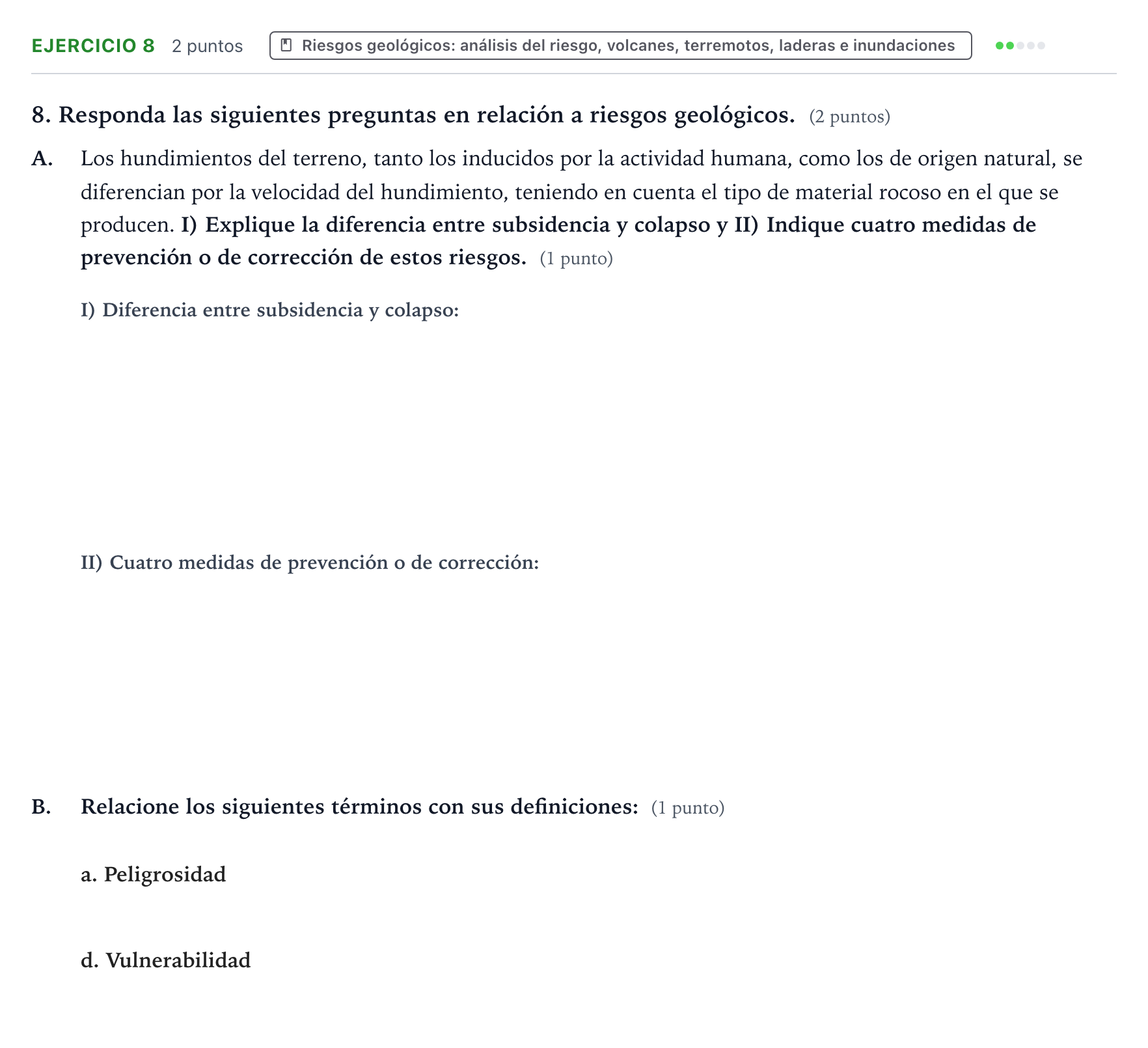 Enunciado: Problema 8 · Geología y Ciencias Ambientales PAU Aragón Ordinaria 2022