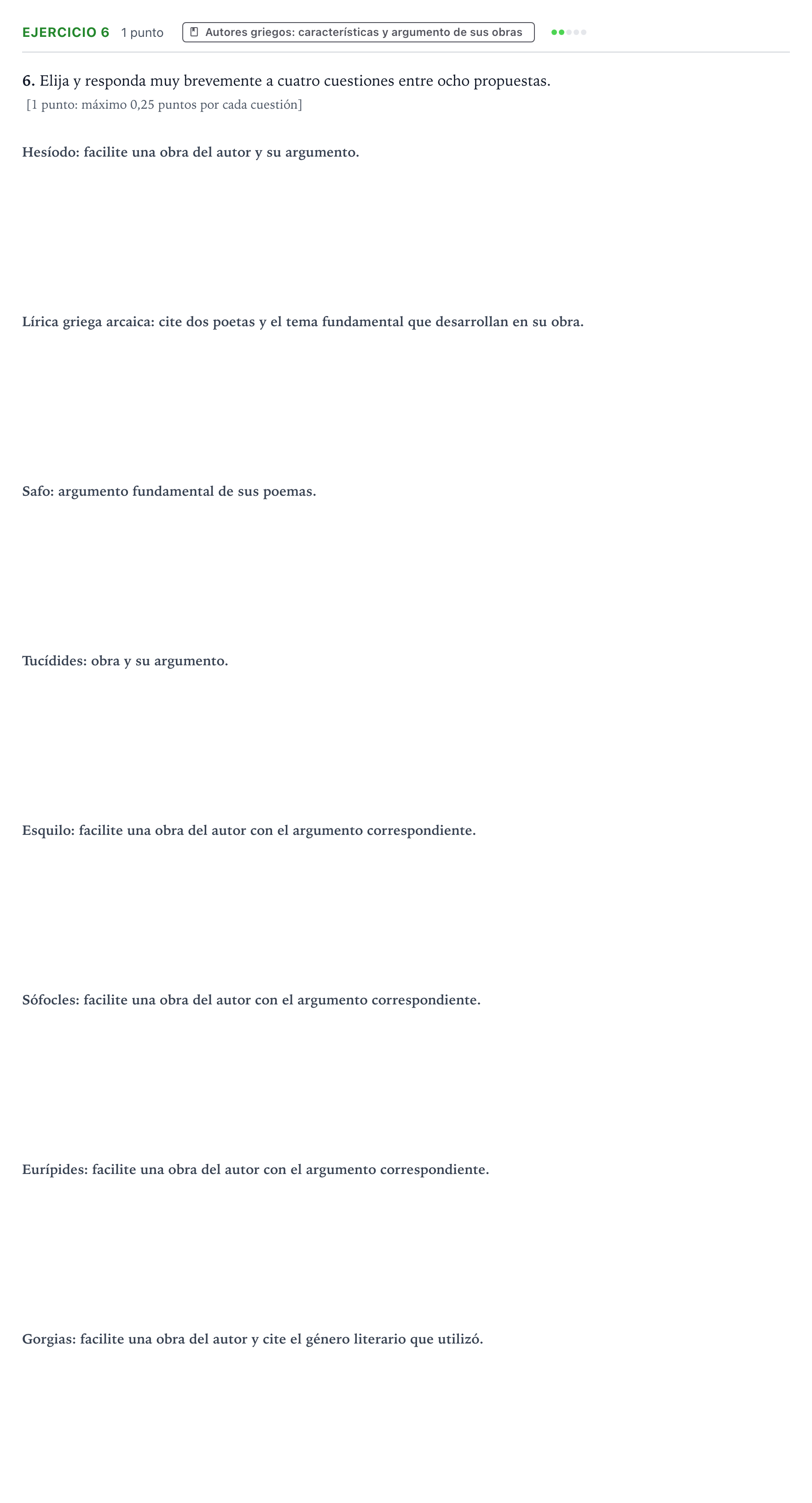 Enunciado: Problema 6 · Griego II PAU Aragón Extraordinaria 2022