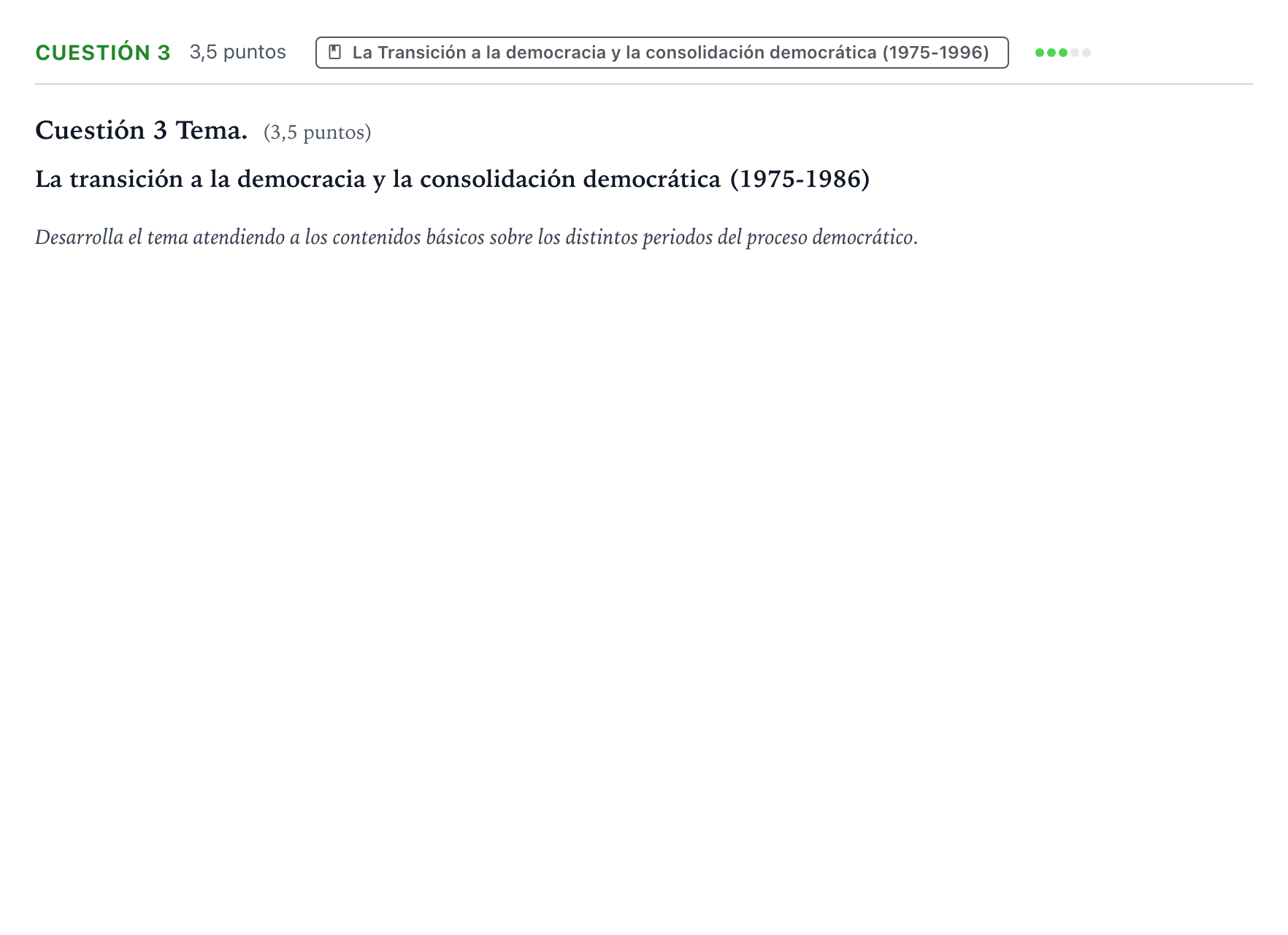 Enunciado: Cuestión 3 - La transición a la democracia y la c… · Historia de España PAU Aragón Extraordinaria 2022