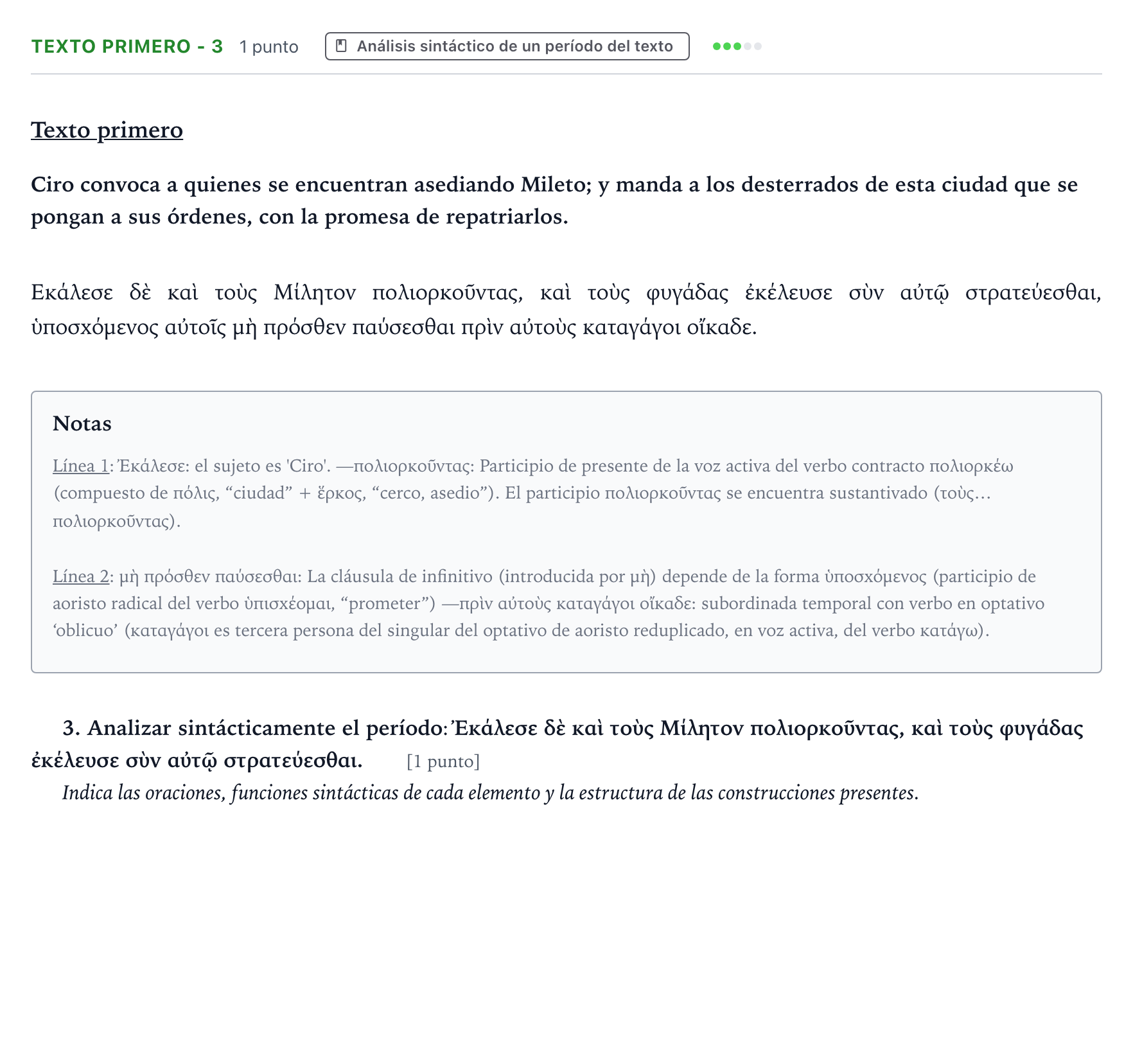 Enunciado: Ejercicio Texto primero - 3 · Griego II PAU Aragón Ordinaria 2022