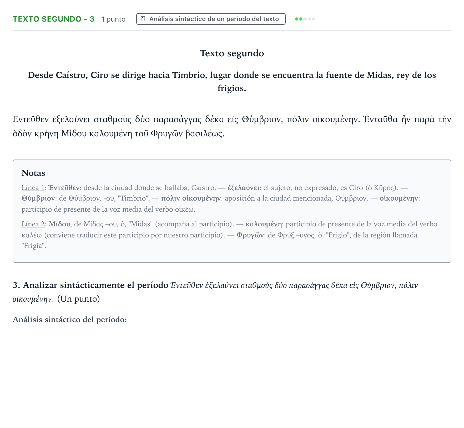 Enunciado: Ejercicio Texto segundo - 3 · Griego II PAU Aragón Ordinaria 2022