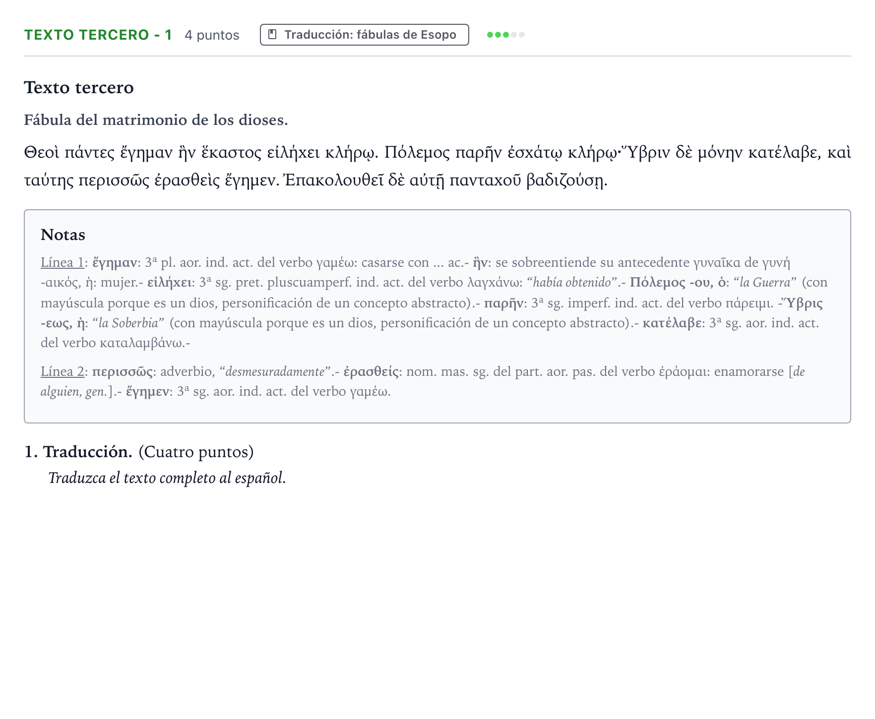 Enunciado: Ejercicio Texto tercero - 1 · Griego II PAU Aragón Ordinaria 2022