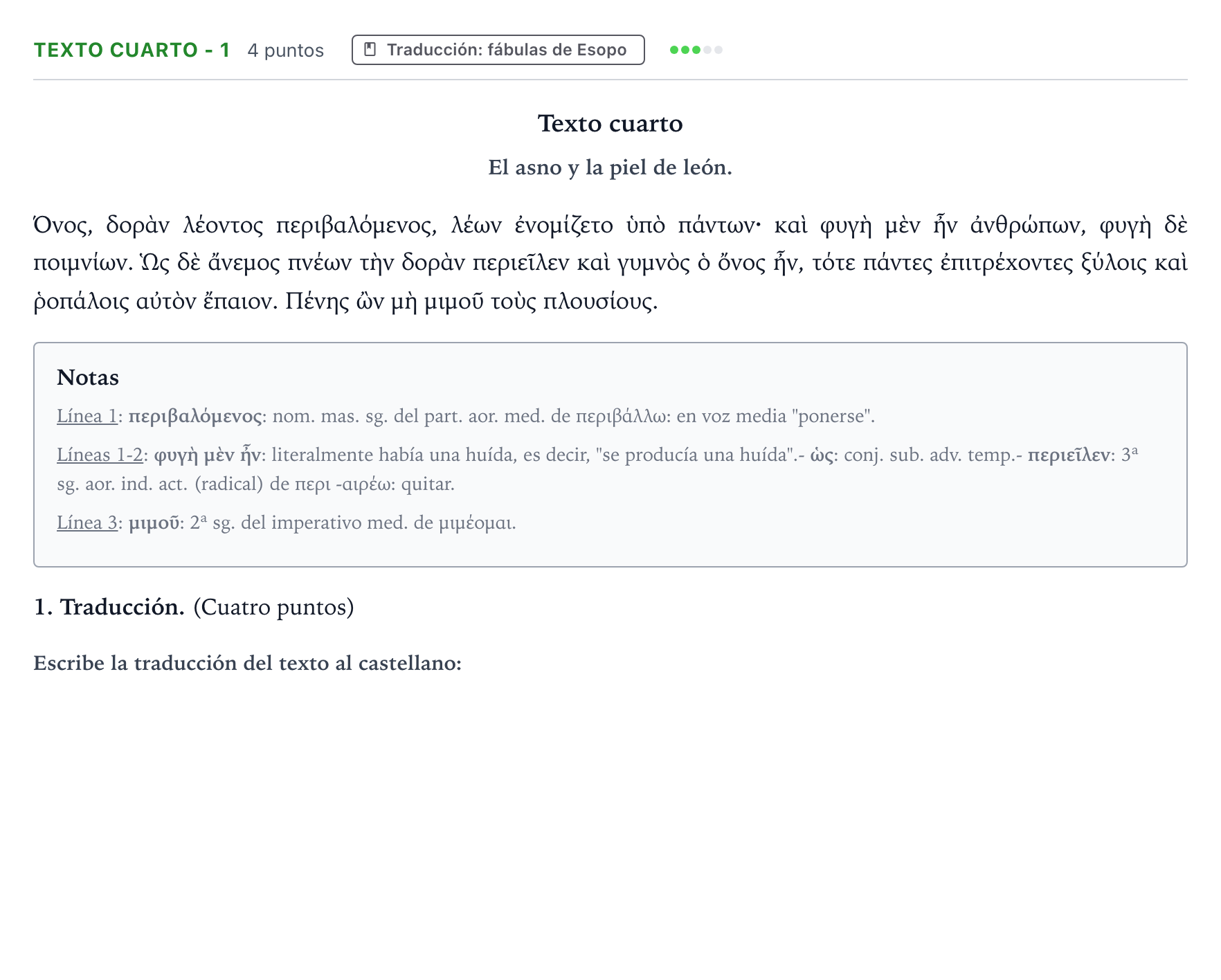 Enunciado: Ejercicio Texto cuarto - 1 · Griego II PAU Aragón Ordinaria 2022