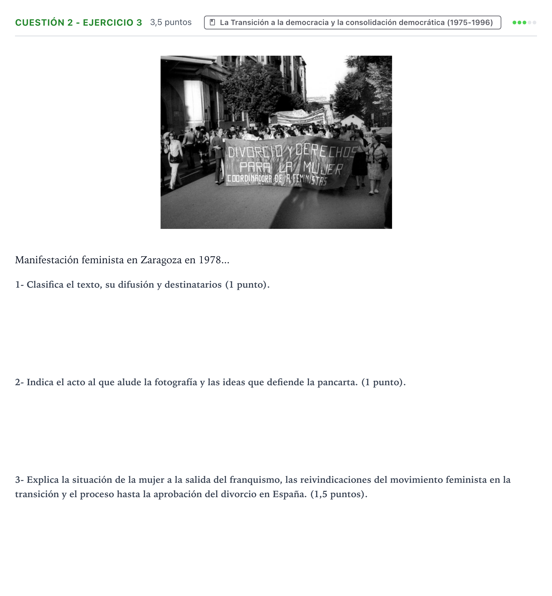 Enunciado: Cuestión 2 - Ejercicio 3 · Historia de España PAU Aragón Ordinaria 2022