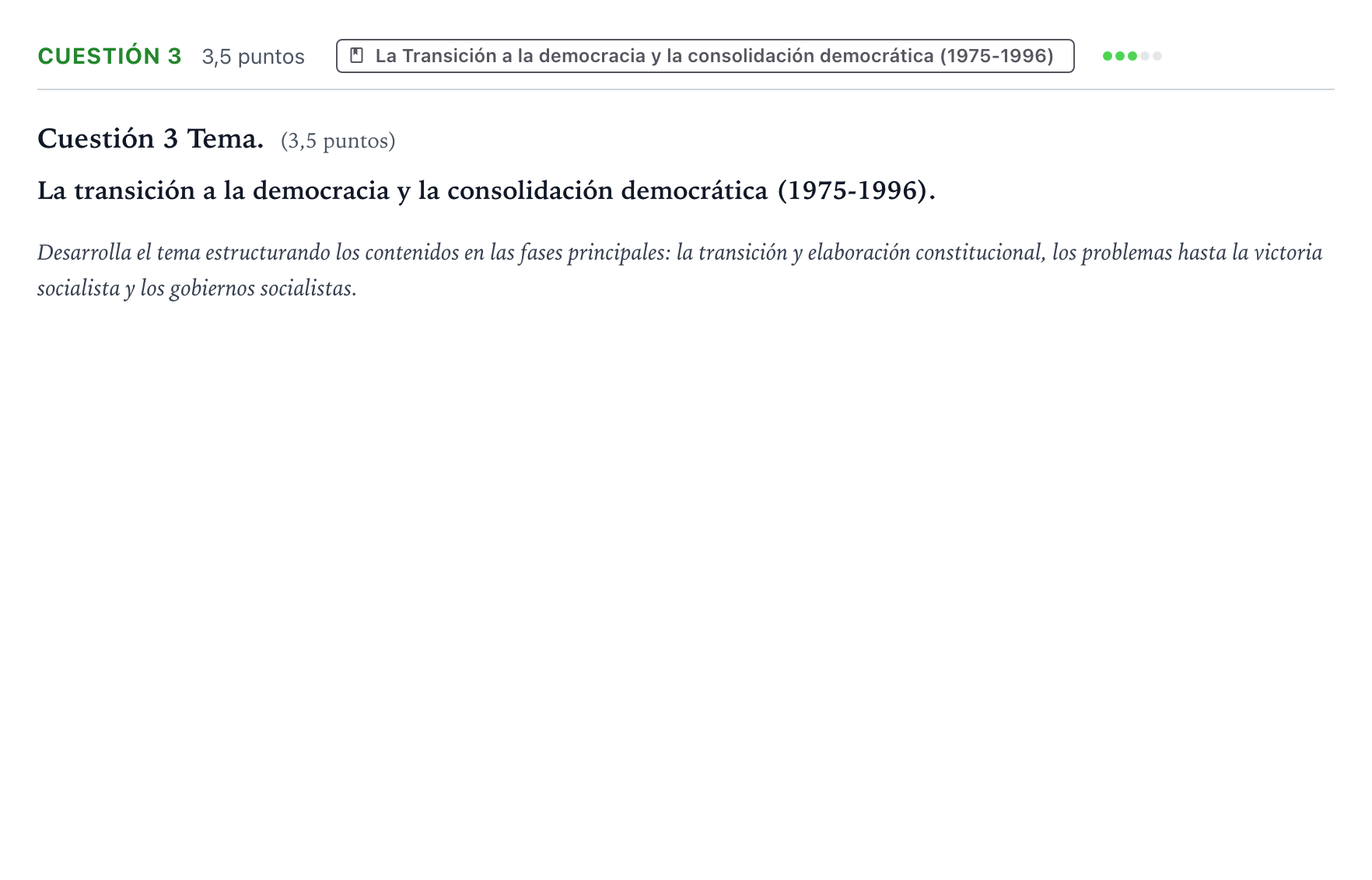 Enunciado: Cuestión 3 - La transición a la democracia y la c… · Historia de España PAU Aragón Ordinaria 2022