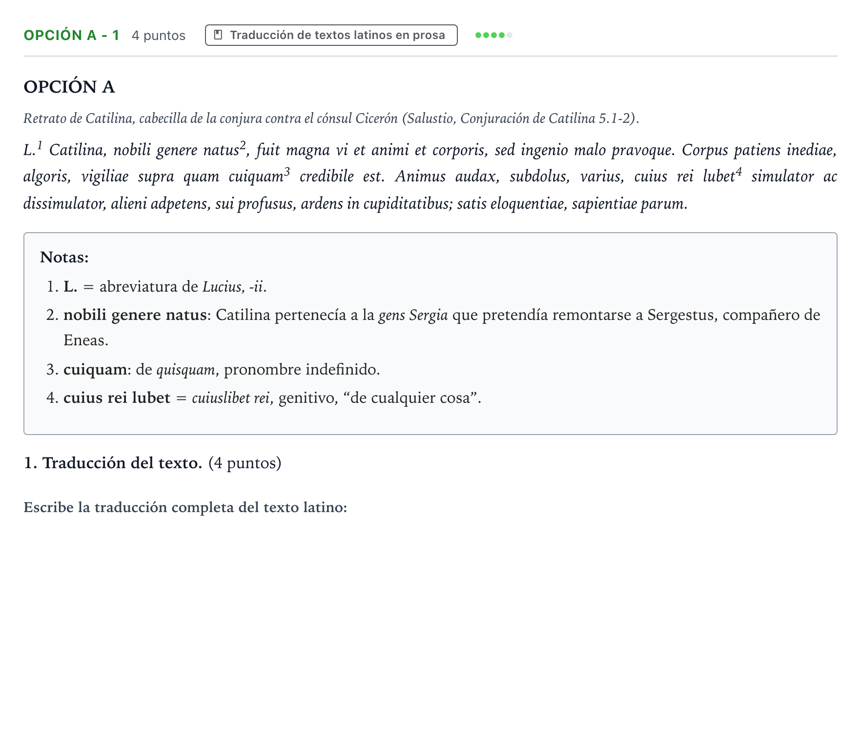 Enunciado: Opción A - 1 · Latín II PAU Aragón Extraordinaria 2022