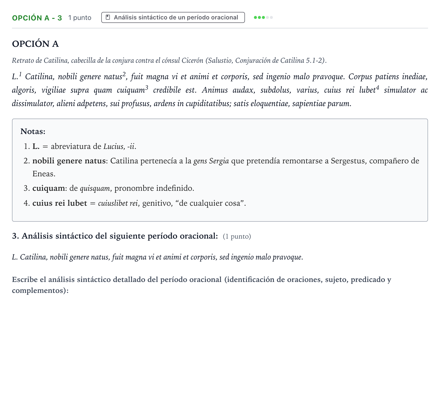 Enunciado: Opción A - 3 · Latín II PAU Aragón Extraordinaria 2022