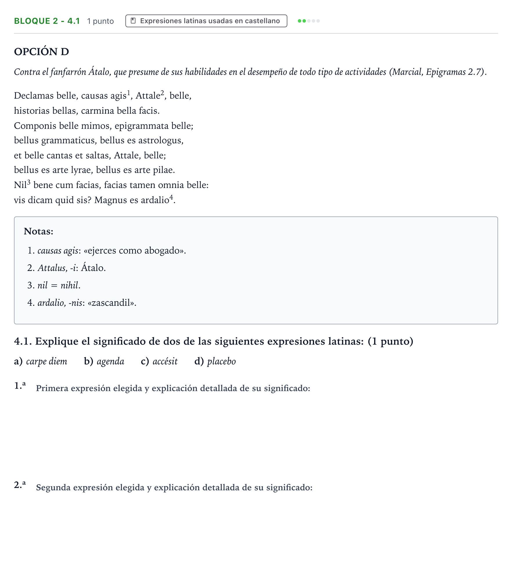 Enunciado: Bloque 2 - 4.1 · Latín II PAU Aragón Ordinaria 2022