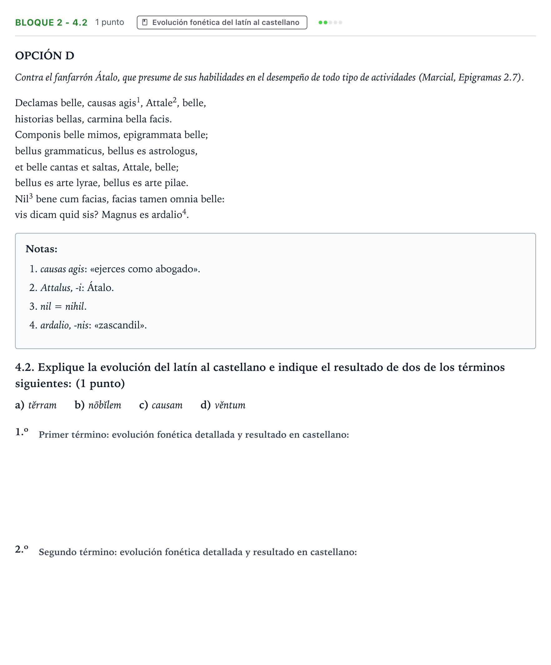 Enunciado: Bloque 2 - 4.2 · Latín II PAU Aragón Ordinaria 2022