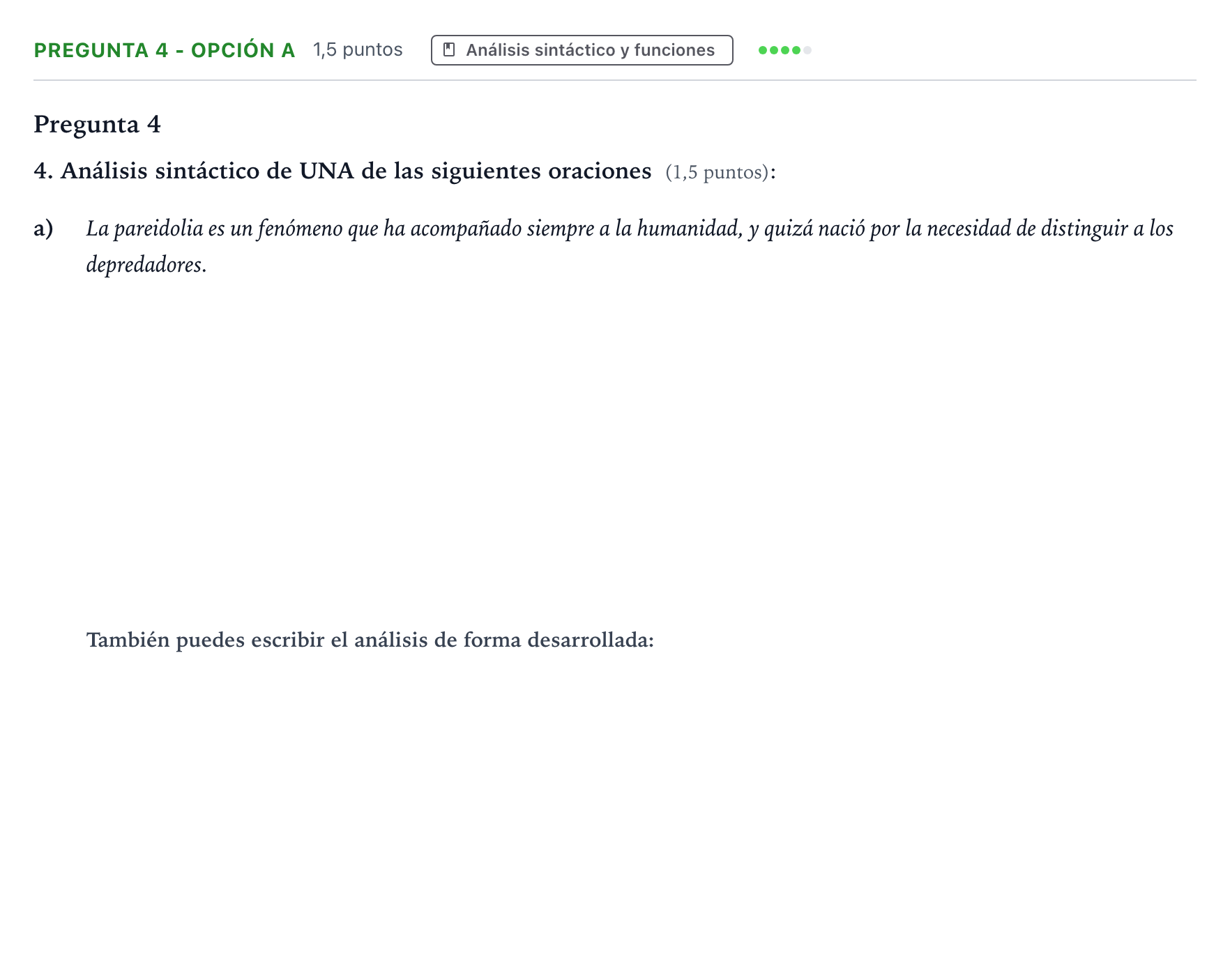 Enunciado: Pregunta 4 - Opción a · Lengua Castellana y Literatura II PAU Aragón Ordinaria 2022
