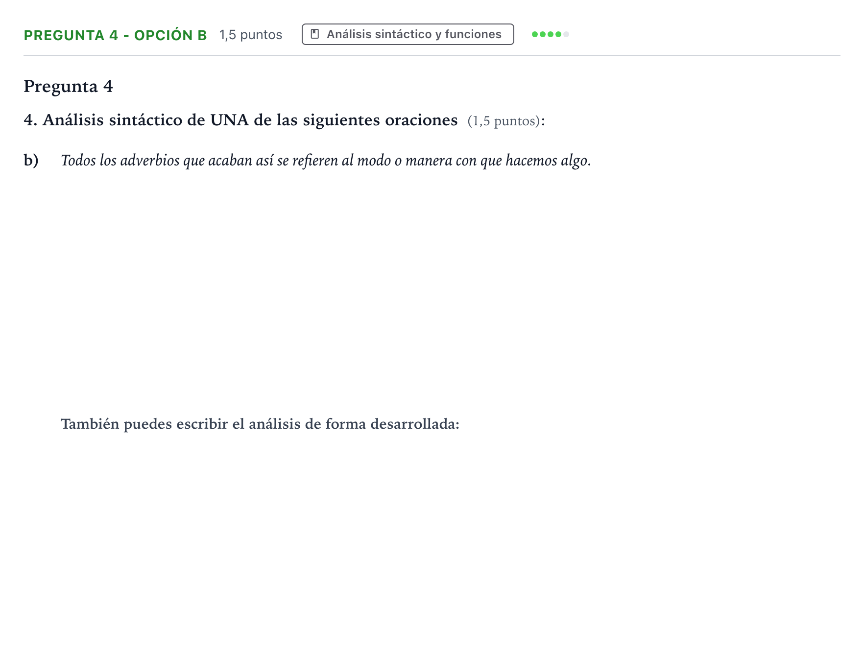 Enunciado: Pregunta 4 - Opción b · Lengua Castellana y Literatura II PAU Aragón Ordinaria 2022