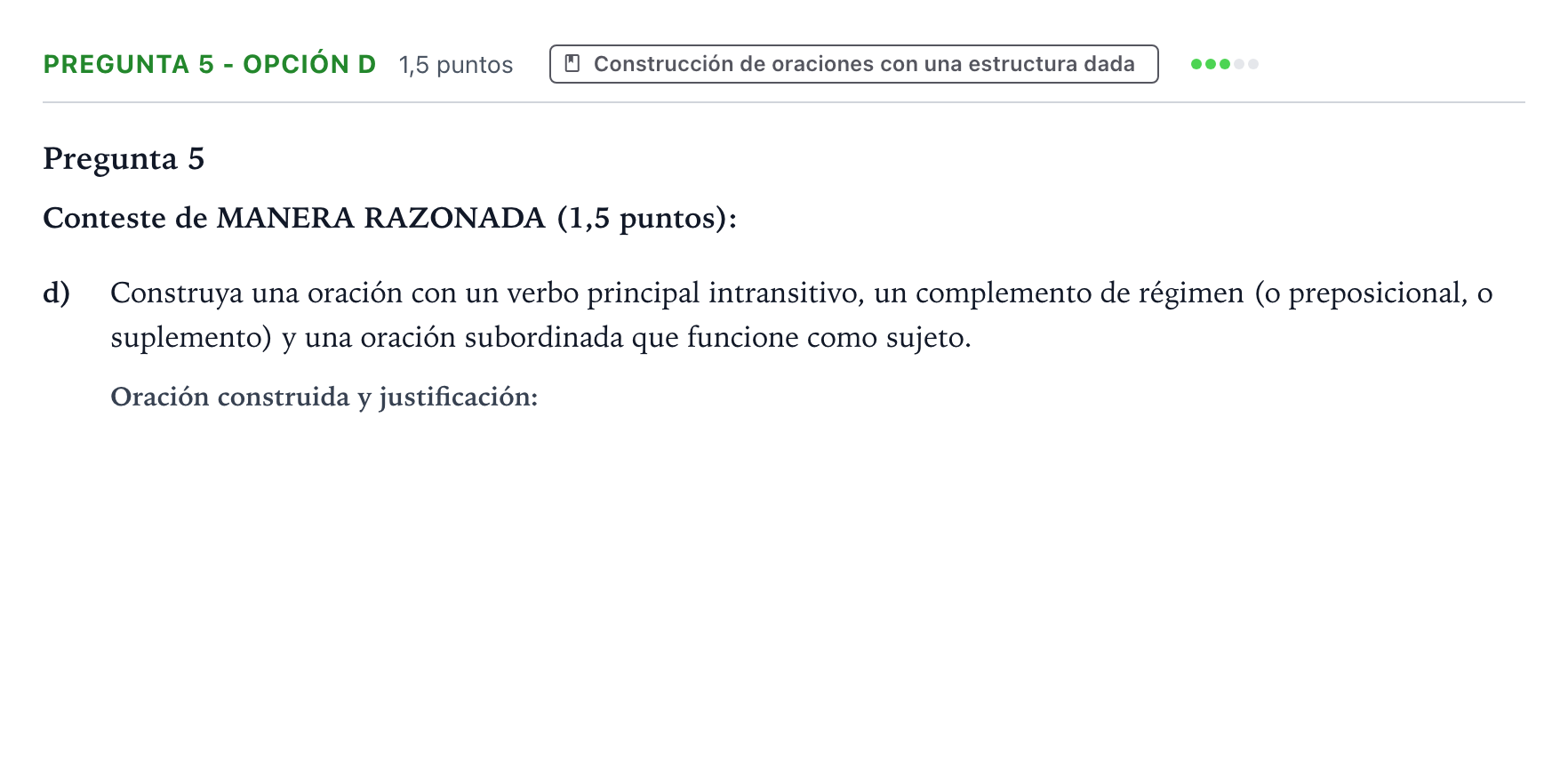 Enunciado: Pregunta 5 - Opción d · Lengua Castellana y Literatura II PAU Aragón Ordinaria 2022