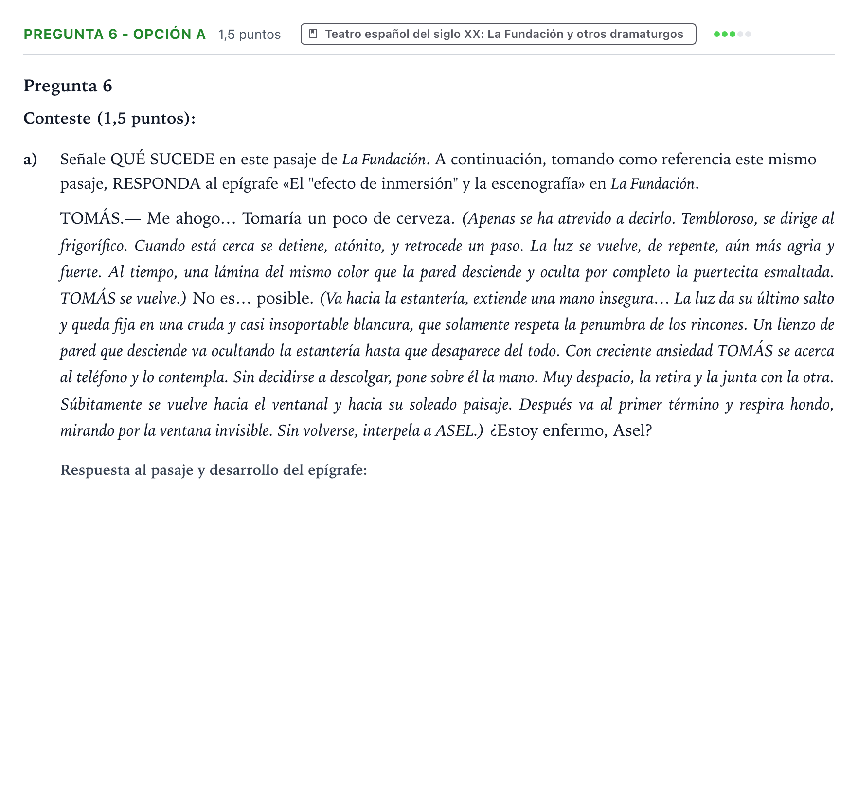 Enunciado: Pregunta 6 - Opción a · Lengua Castellana y Literatura II PAU Aragón Ordinaria 2022