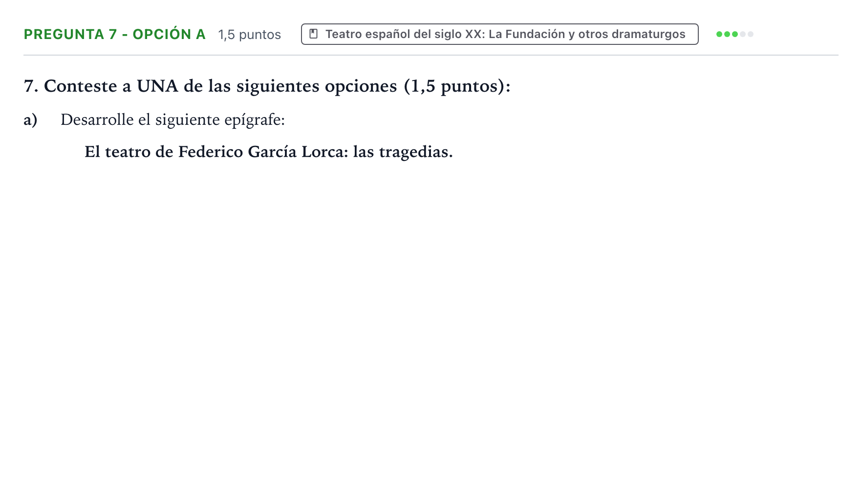 Enunciado: Pregunta 7 - Opción a · Lengua Castellana y Literatura II PAU Aragón Ordinaria 2022
