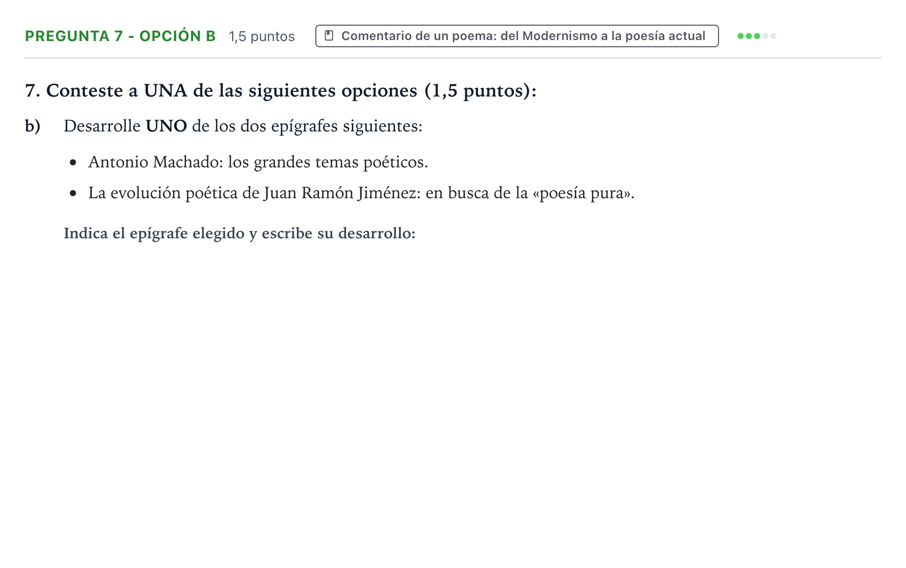 Enunciado: Pregunta 7 - Opción b · Lengua Castellana y Literatura II PAU Aragón Ordinaria 2022
