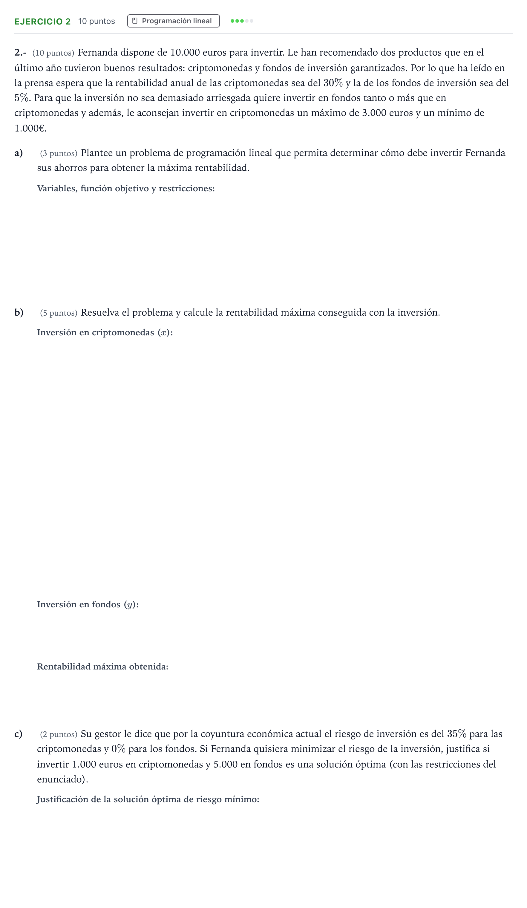 Enunciado: Problema 2 · Matemáticas aplicadas a las Ciencias Sociales II PAU Aragón Extraordinaria 2022