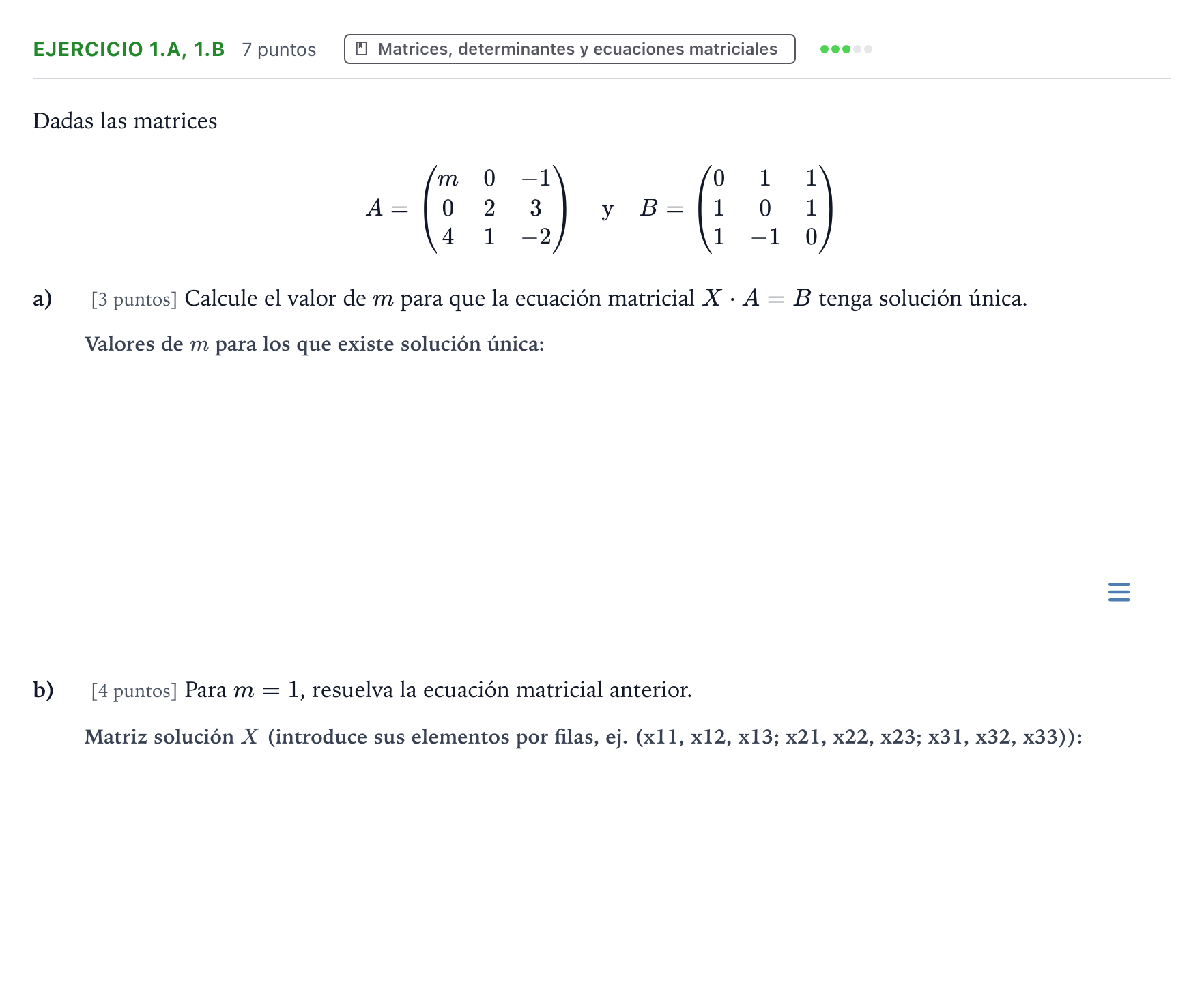 Enunciado: Ejercicio 1.a, 1.b - Matrices, determinantes y ecuaciones m… · Matemáticas aplicadas a las Ciencias Sociales II PAU Aragón Ordinaria 2022