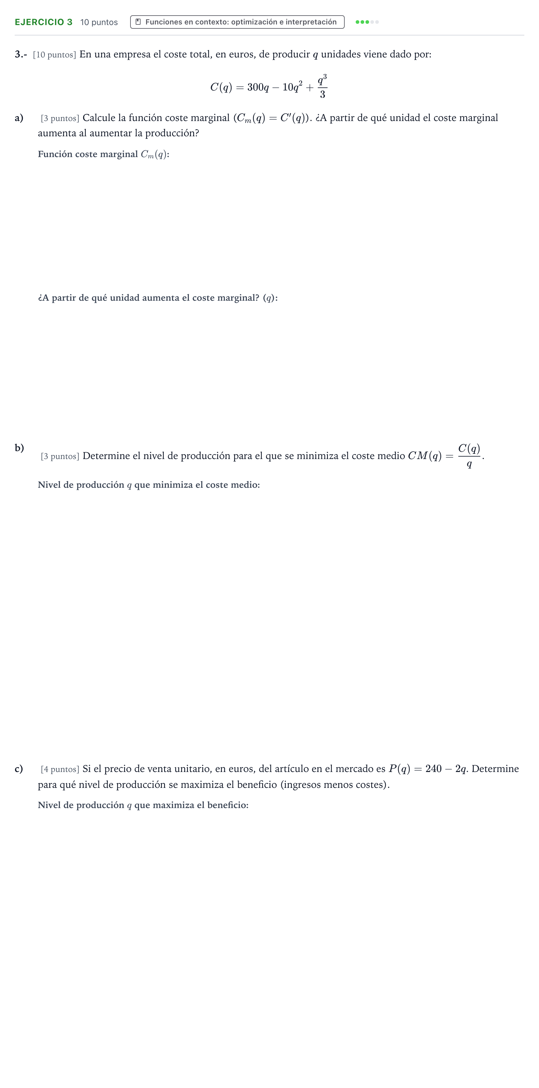 Enunciado: Problema 3 · Matemáticas aplicadas a las Ciencias Sociales II PAU Aragón Ordinaria 2022