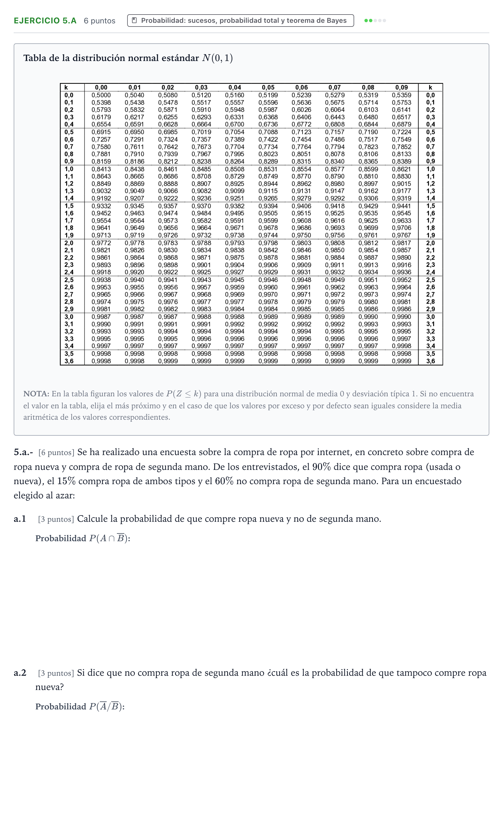 Enunciado: Ejercicio 5.a - Probabilidad: sucesos, probabilidad total y… · Matemáticas aplicadas a las Ciencias Sociales II PAU Aragón Ordinaria 2022