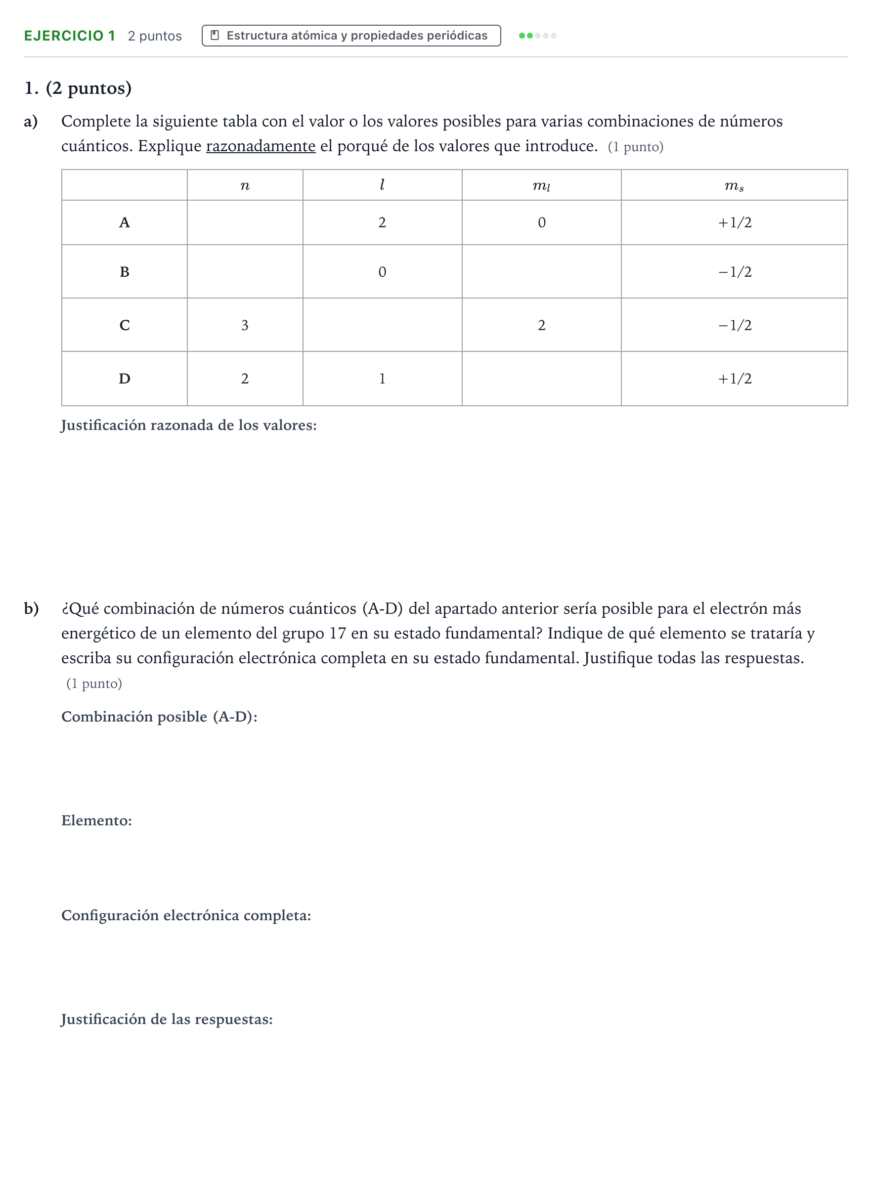 Enunciado: Problema 1 · Química PAU Aragón Extraordinaria 2022
