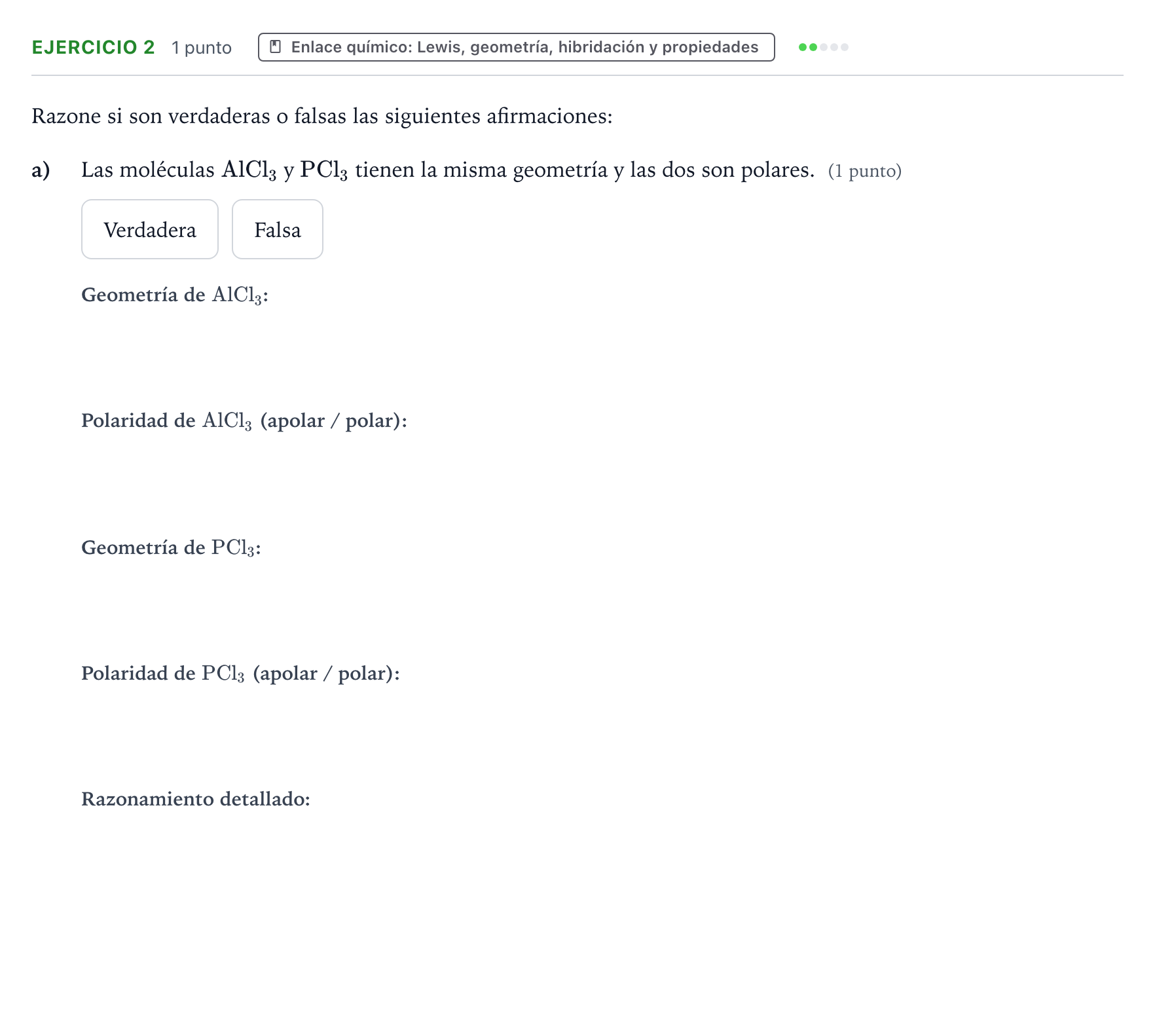 Enunciado: Ejercicio 2 - Enlace químico · Química PAU Aragón Extraordinaria 2022