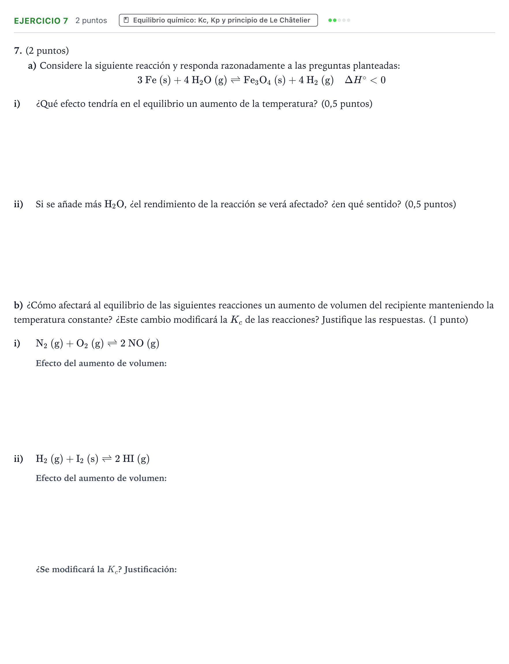 Enunciado: Problema 7 · Química PAU Aragón Extraordinaria 2022