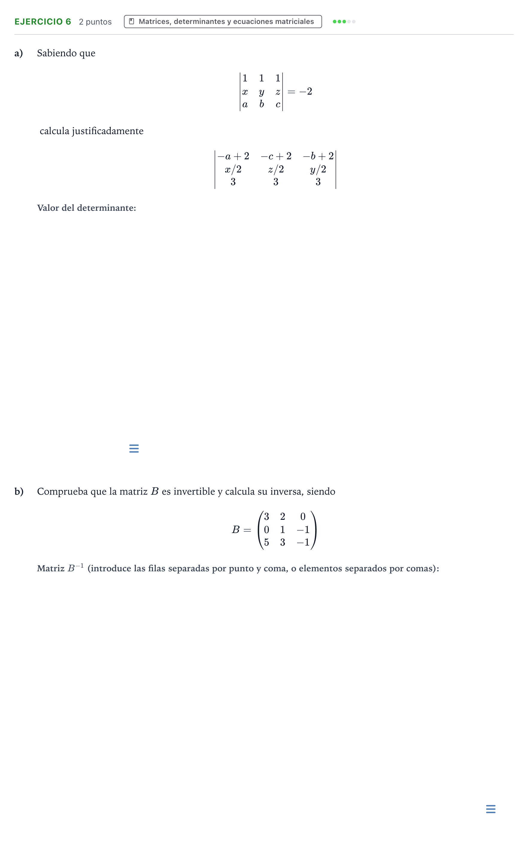 Enunciado: Problema 6 · Matemáticas II PAU Aragón Ordinaria 2022
