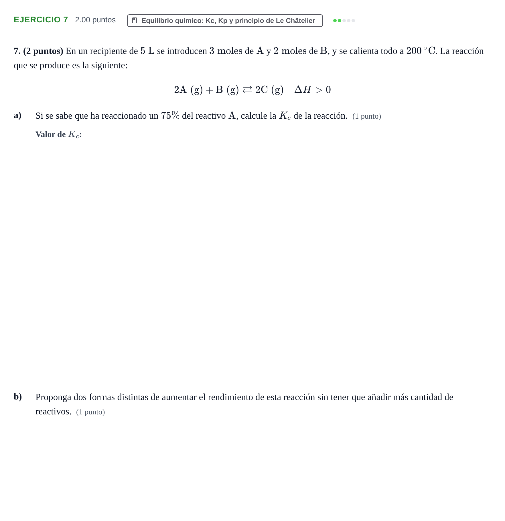Enunciado: Problema 7 · Química PAU Aragón Ordinaria 2022