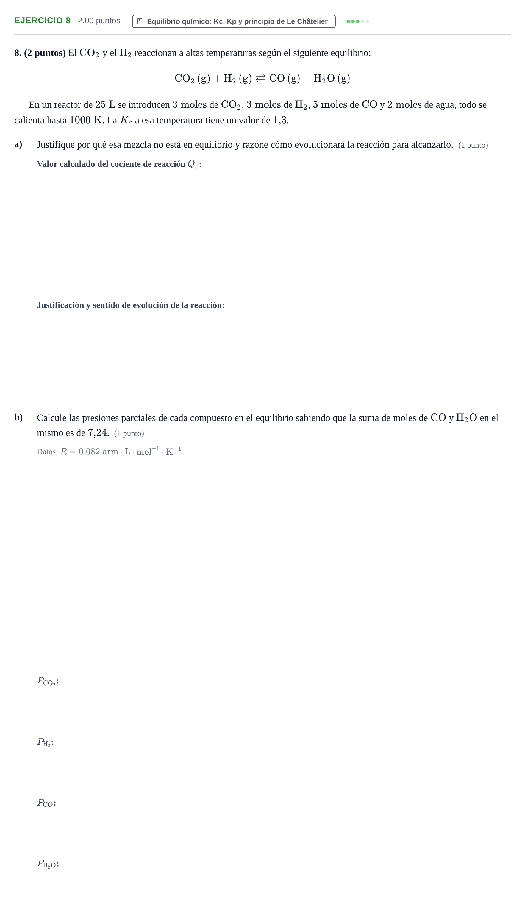 Enunciado: Problema 8 · Química PAU Aragón Ordinaria 2022