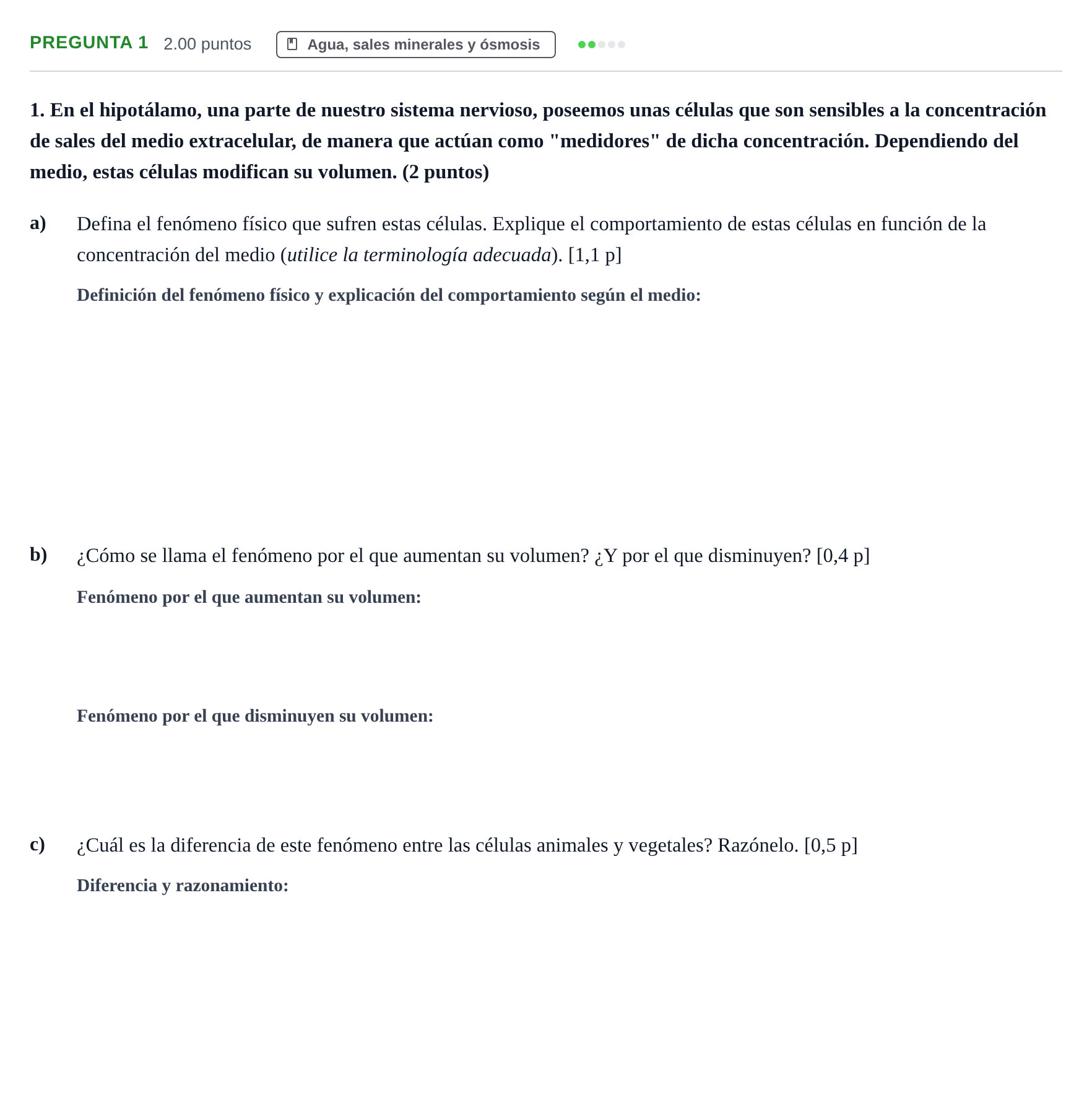 Enunciado: Pregunta 1 · Biología PAU Aragón Extraordinaria 2021