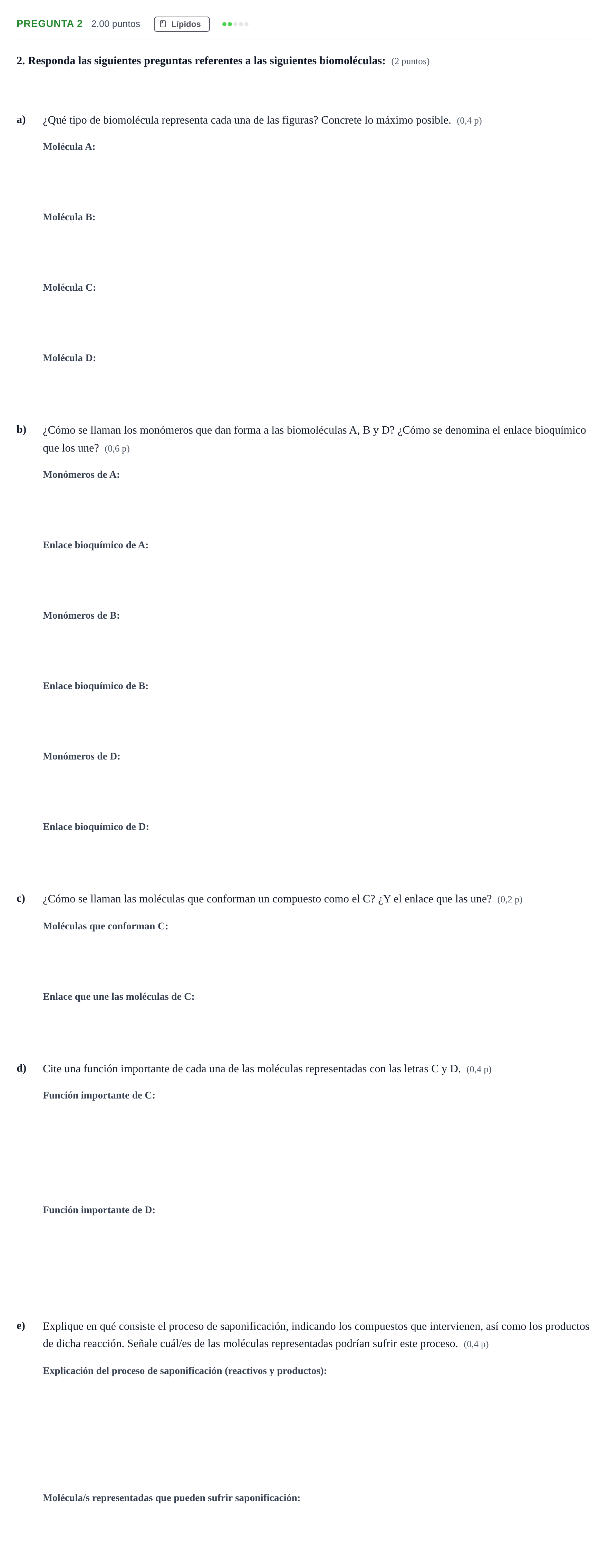 Enunciado: Pregunta 2 · Biología PAU Aragón Extraordinaria 2021
