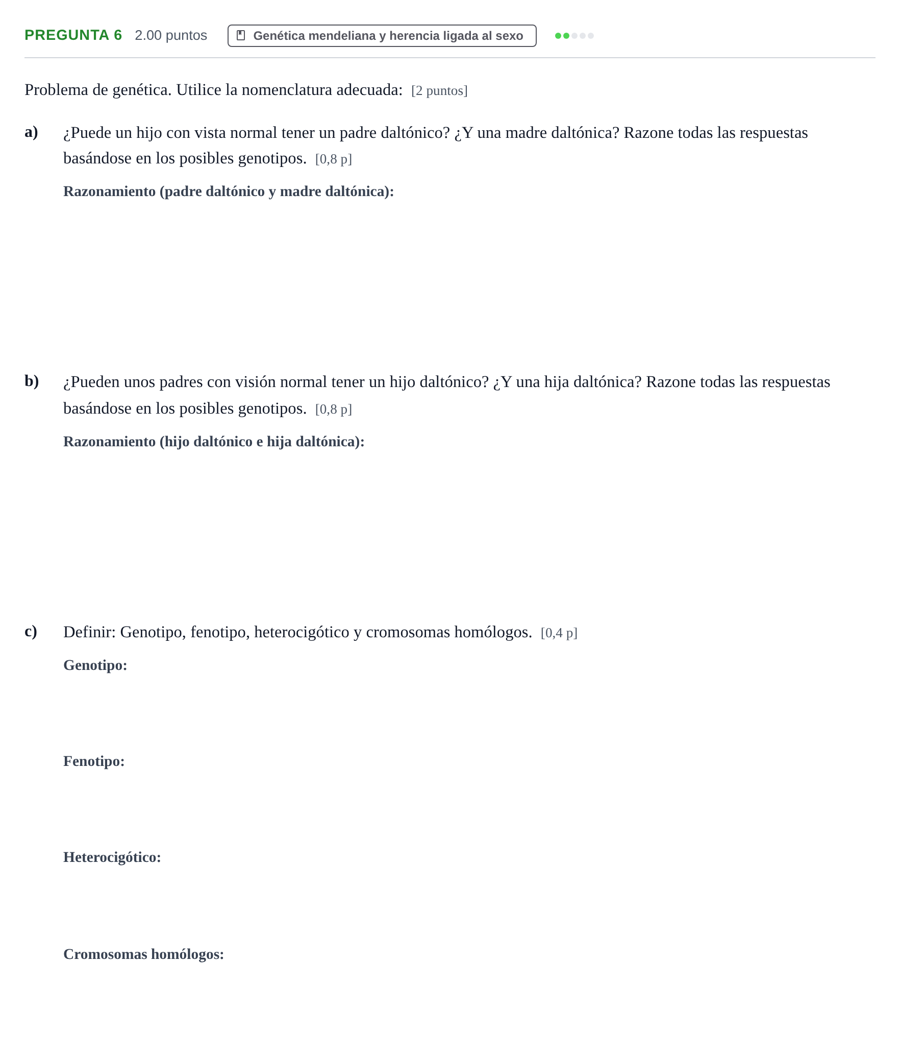 Enunciado: Pregunta 6 · Biología PAU Aragón Extraordinaria 2021