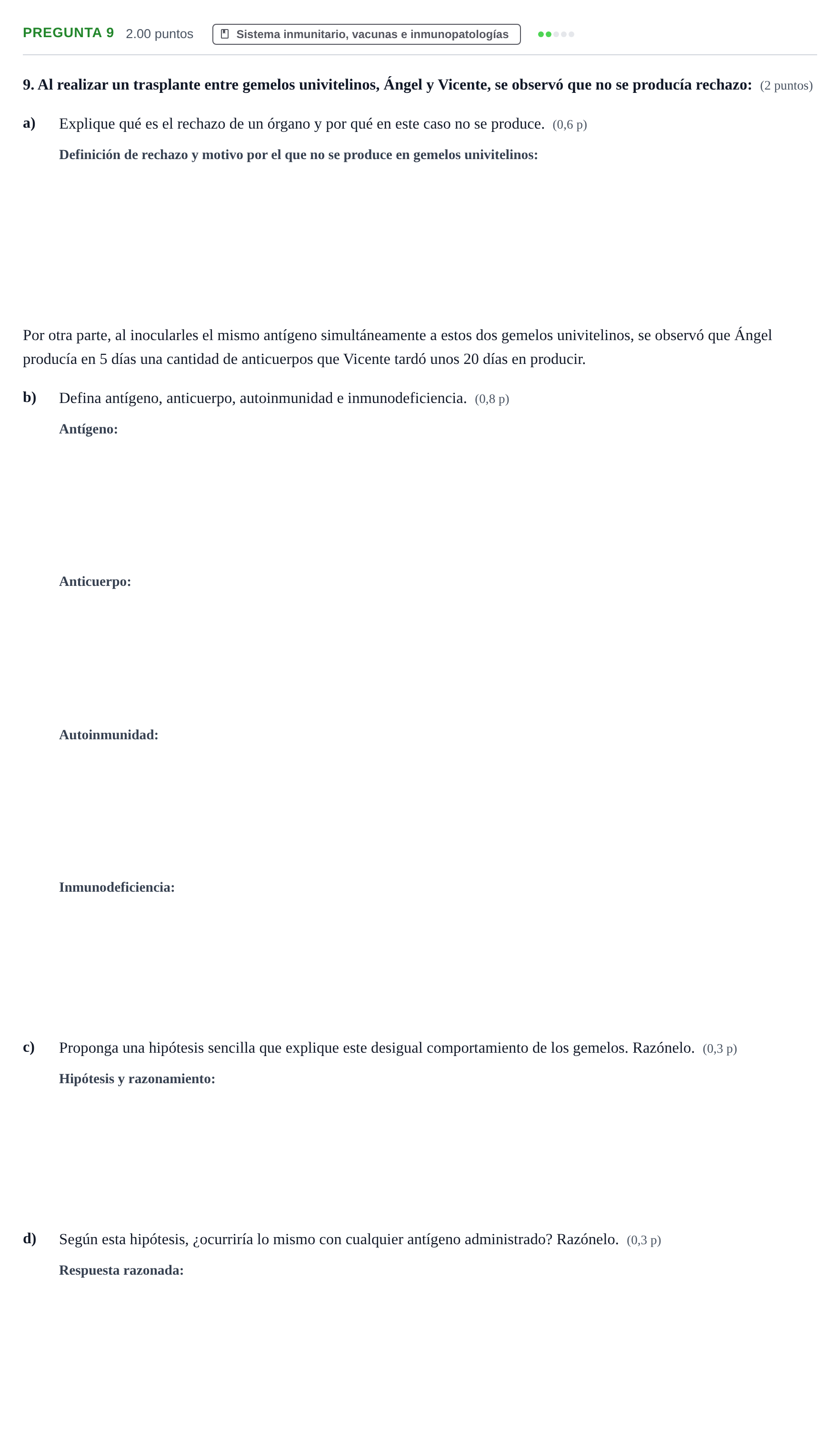 Enunciado: Pregunta 9 · Biología PAU Aragón Extraordinaria 2021
